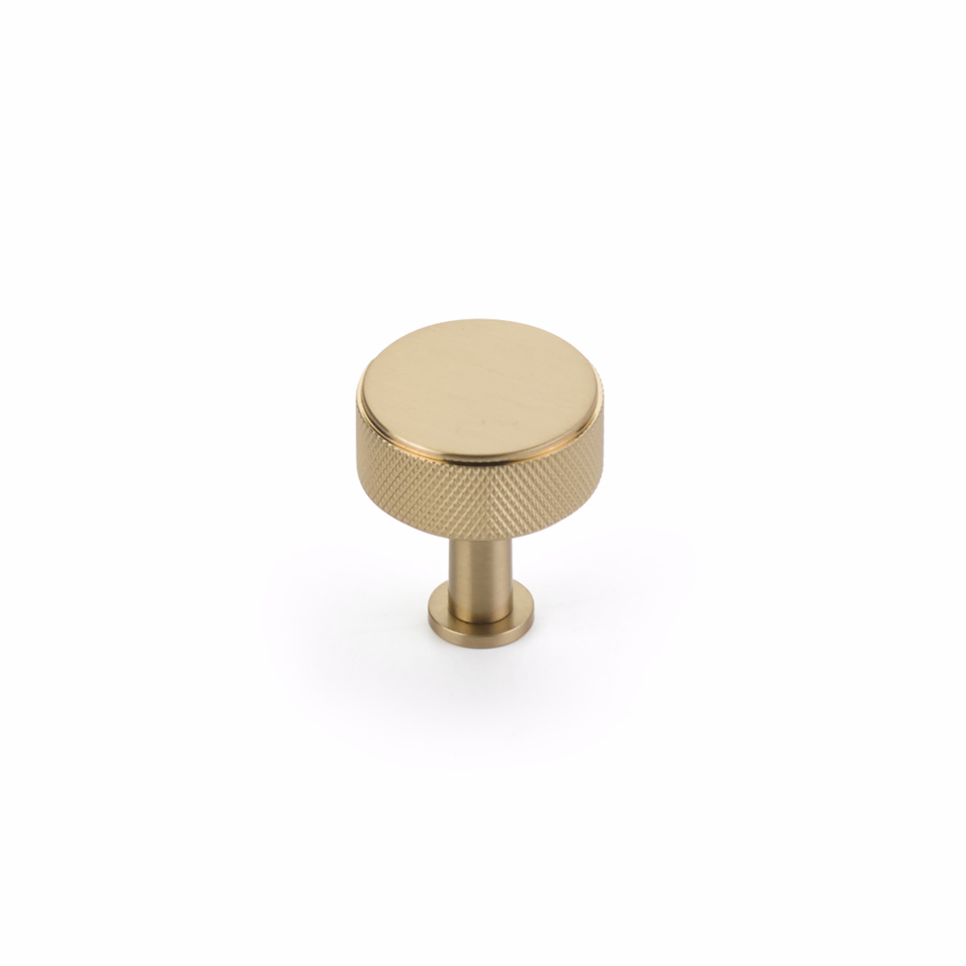 Schaub 5002-SSB 1-1/4" Center to Center Pub House Knurled Cabinet Knob Signature Satin Brass Finish Sparrow Supply