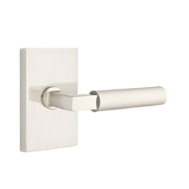 Emtek 5052HECUS15 Hercules Lever Dummy Pair with Modern Rectangular Rose for 1-1/4" to 2" Door Satin Nickel Finish Sparrow Supply