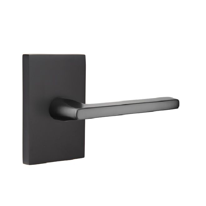 Emtek 5052HLOUS19 Helios Lever Dummy Pair with Modern Rectangular Rose for 1-1/4" to 2" Door Flat Black Finish Sparrow Supply