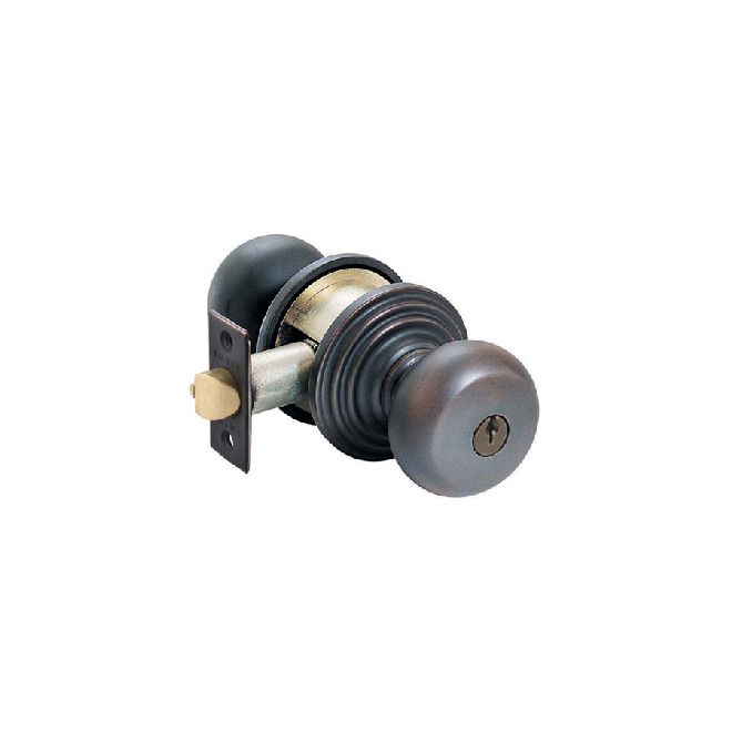 Emtek 5100PUS10B Providence Knob 2-3/8" and 2-3/4" Backset Keyed Entry with Regular Rose for 1-3/8" to 2-1/16" Door Oil Rubbed Bronze Finish Sparrow Supply