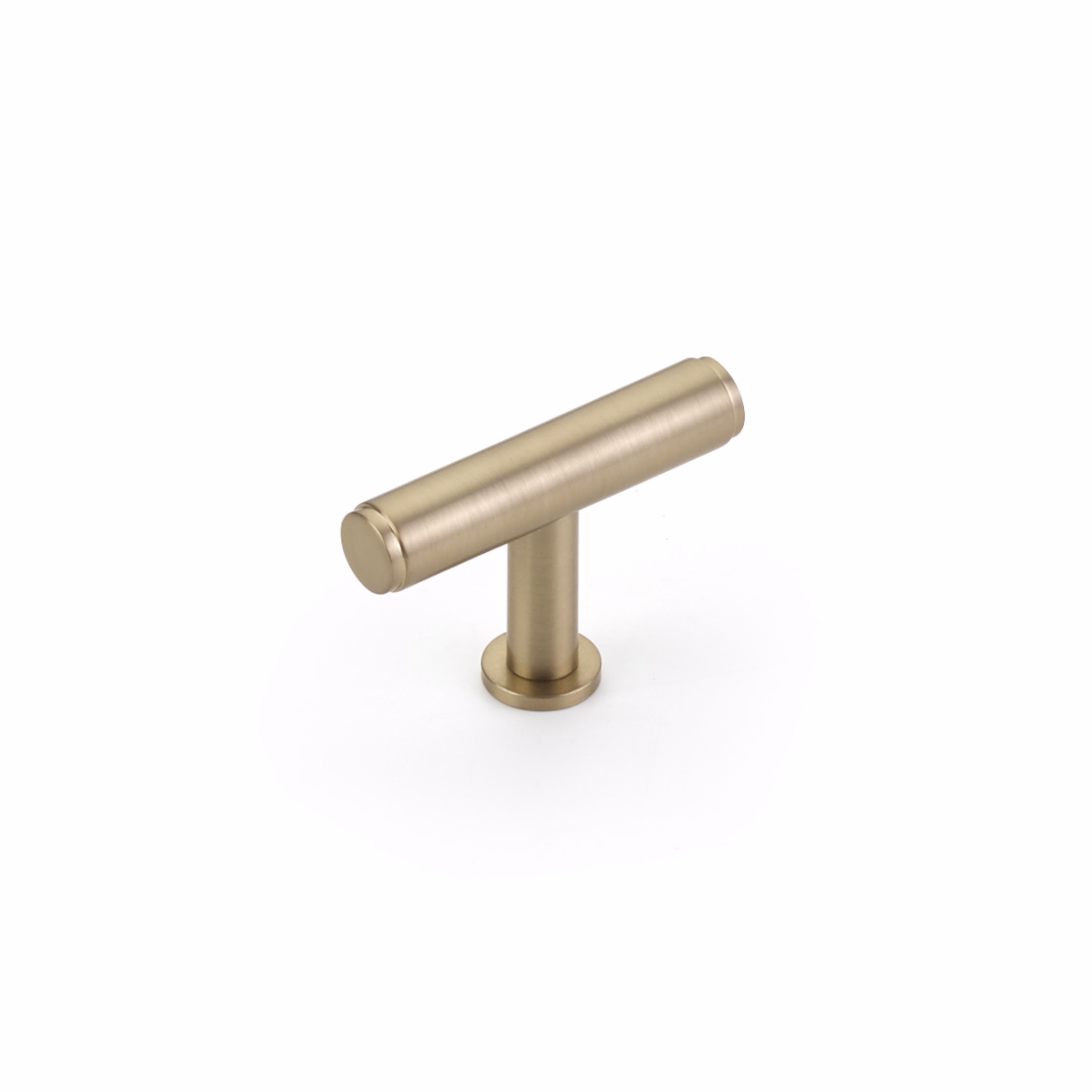 Schaub 5101-SSB 2" Pub House T Cabinet Knob Signature Satin Brass Finish Sparrow Supply