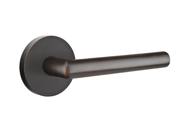 Emtek 5109STUUS10BLH Stuttgart Lever Left Hand 2-3/8" Backset Passage with Disk Rose for 1-1/4" to 2" Door Oil Rubbed Bronze Finish Sparrow Supply