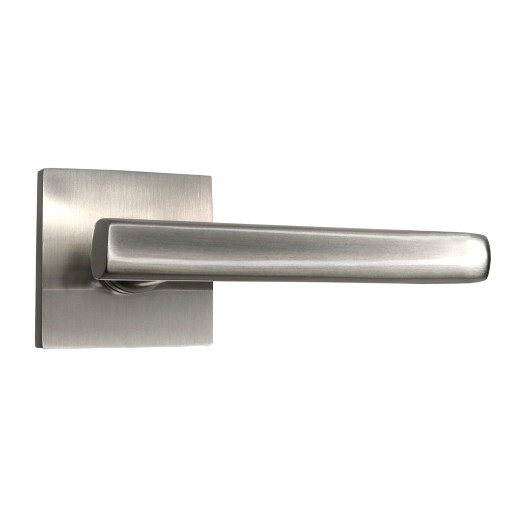 Emtek 5110FRLUS15RH Freestone Lever Right Hand 2-3/8" Backset Passage with Square Rose for 1-1/4" to 2" Door Satin Nickel Finish Sparrow Supply