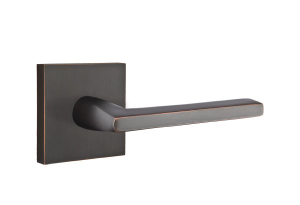 Emtek 5110HLOUS10BLH Helios Lever Left Hand 2-3/8" Backset Passage with Square Rose for 1-1/4" to 2" Door Oil Rubbed Bronze Finish Sparrow Supply