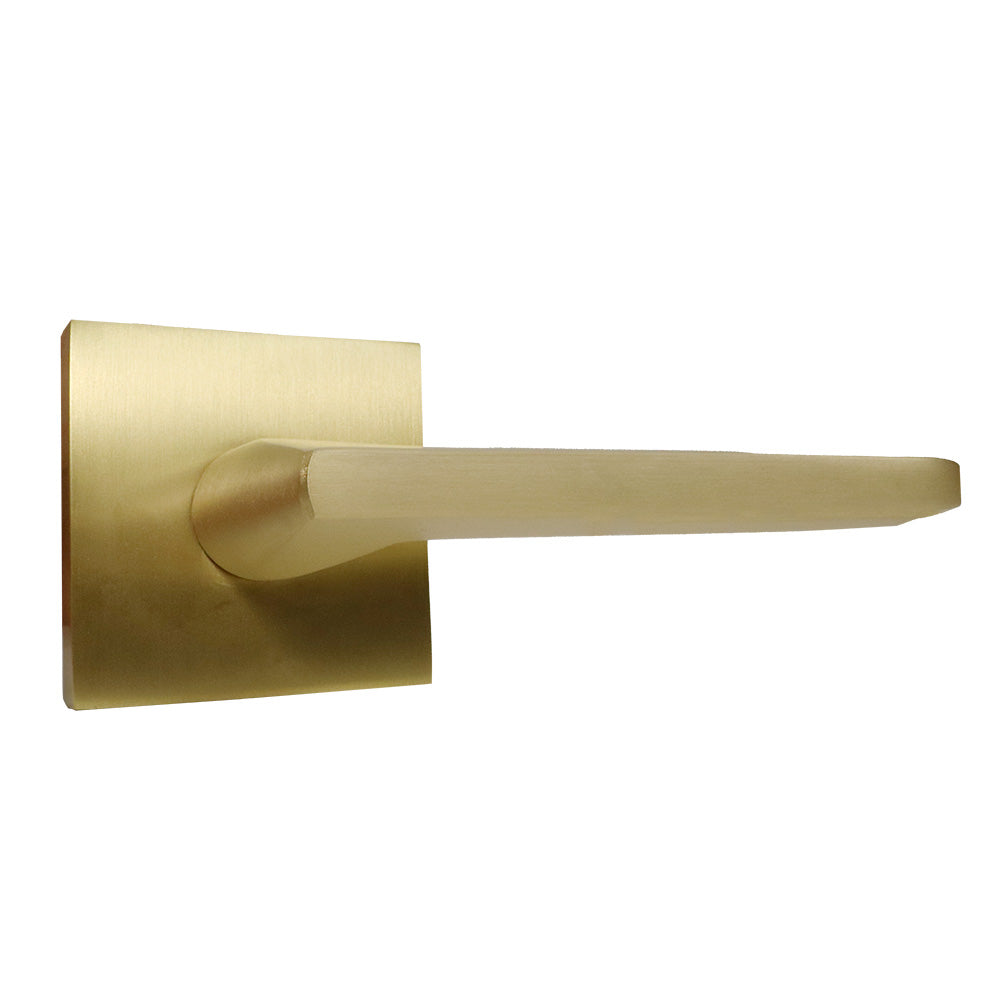 Emtek 5110HLOUS4RH Helios Lever Right Hand 2-3/8" Backset Passage with Square Rose for 1-1/4" to 2" Door Satin Brass Finish Sparrow Supply