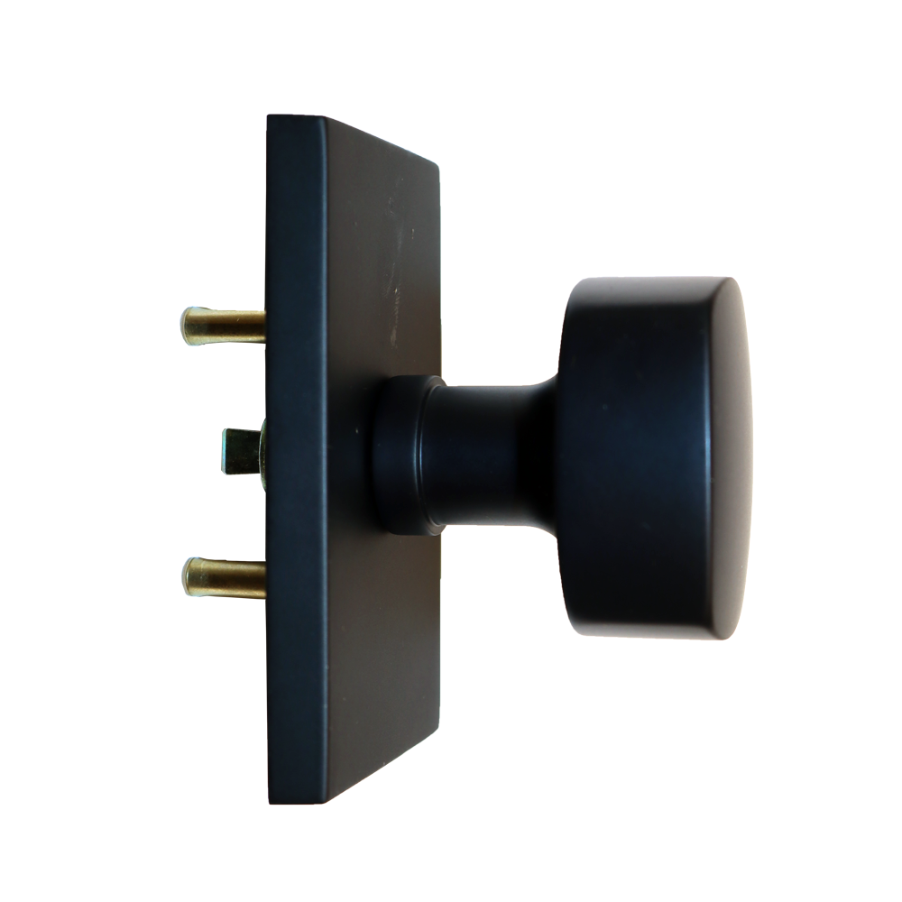 Emtek 5112FRKUS19 Freestone Knob 2-3/8" Backset Passage with Modern Rectangular Rose for 1-1/4" to 2" Door Flat Black Finish Sparrow Supply