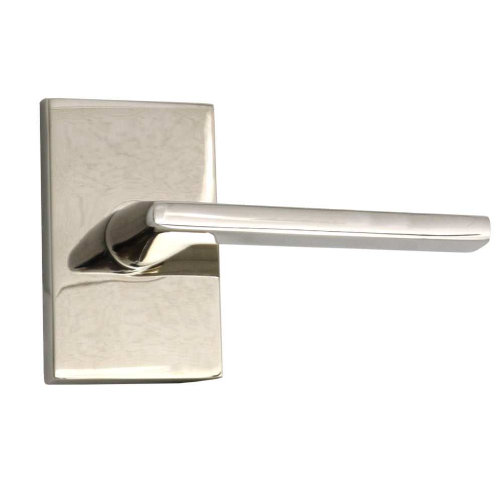 Emtek 5112HLOUS14RH Helios Lever Right Hand 2-3/8" Backset Passage with Modern Rectangular Rose for 1-1/4" to 2" Door Polished Nickel Lifetime Finish Sparrow Supply