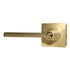 Emtek 5122HLOUS4LH Helios Lever Left Hand 2-3/8" and 2-3/4" Backset Keyed Entry with Square Rose for 1-3/8" to 2-1/16" Door Satin Brass Finish Sparrow Supply