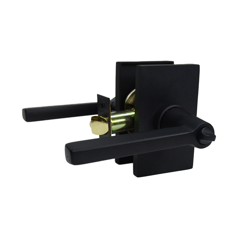Emtek 5123HLOUS19RH Helios Lever Right Hand 2-3/8" Backset Keyed Entry with Modern Rectangular Rose for 1-3/8" to 2-1/16" Door Flat Black Finish Sparrow Supply