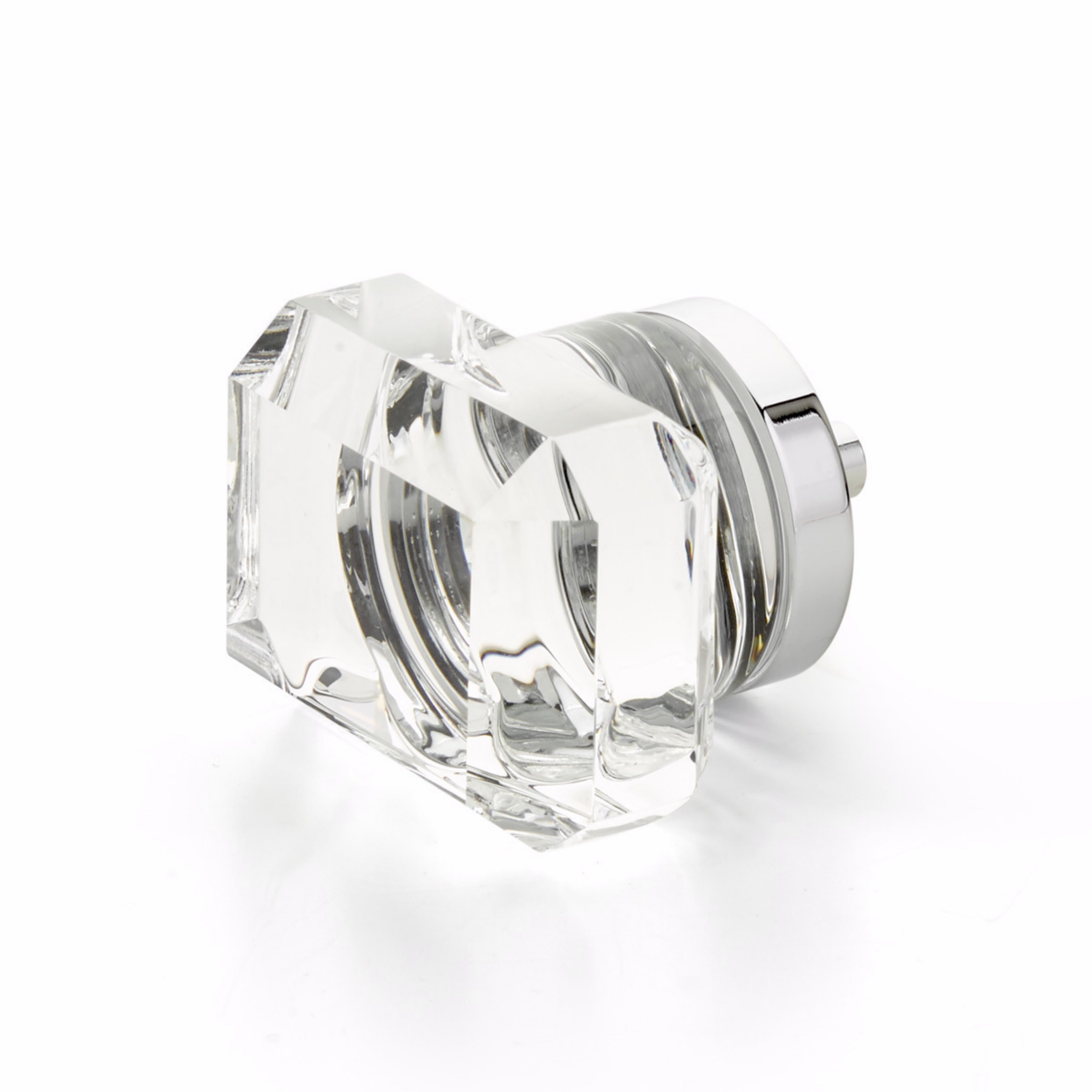 Schaub 52-26 City Lights Rectangular Glass Knob Polished Chrome Finish Sparrow Supply