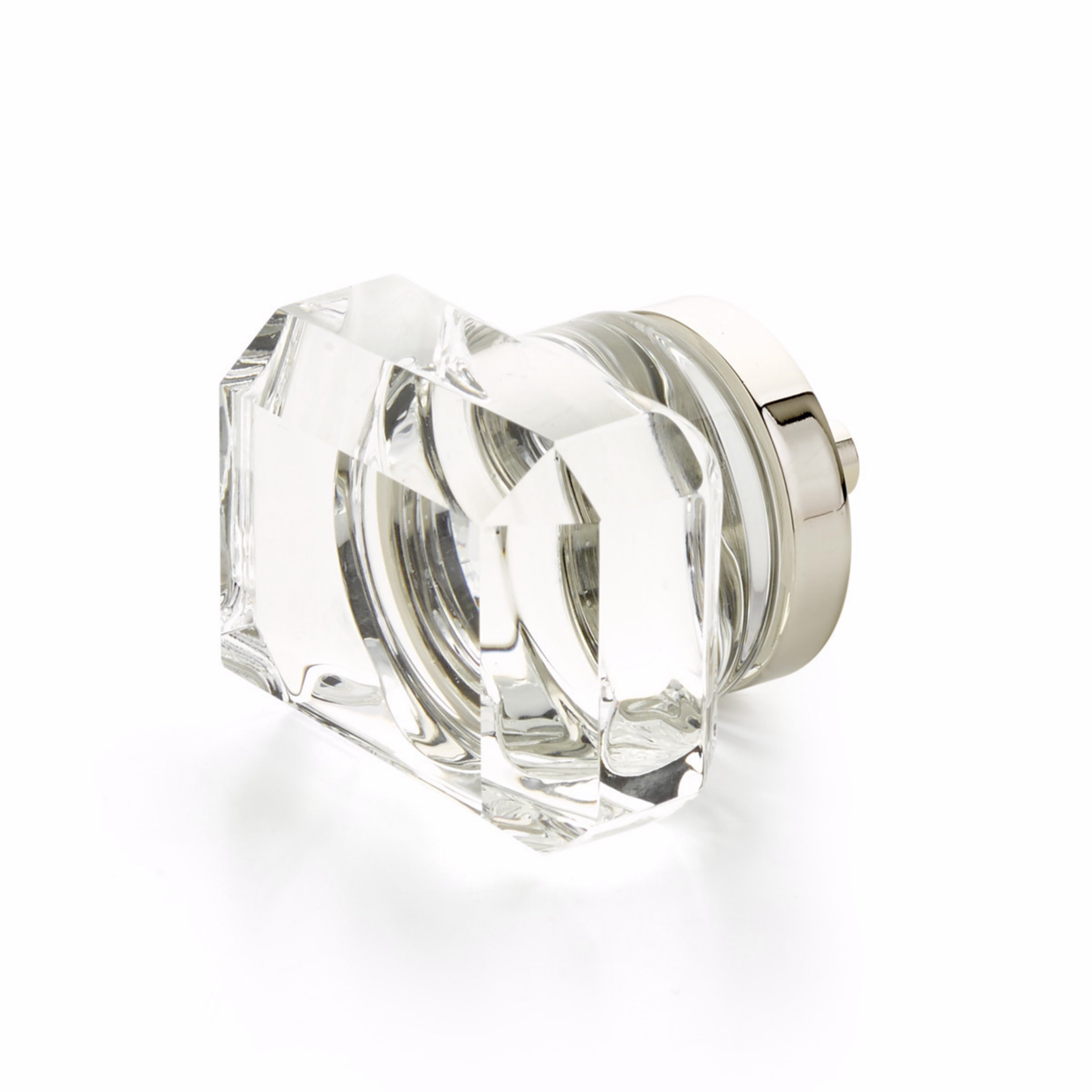 Schaub 52-PN City Lights Rectangular Glass Knob Polished Nickel Finish Sparrow Supply