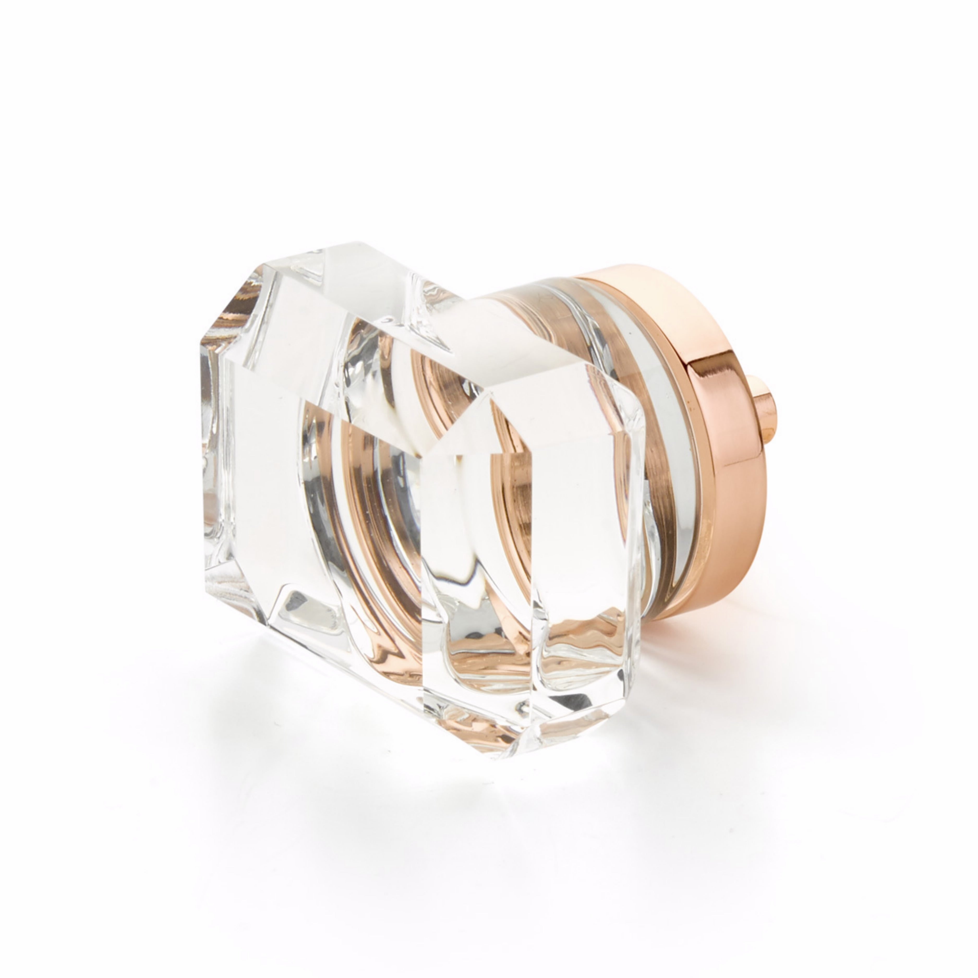 Schaub 52-PRG City Lights Rectangular Glass Knob Polished Rose Gold Finish Sparrow Supply