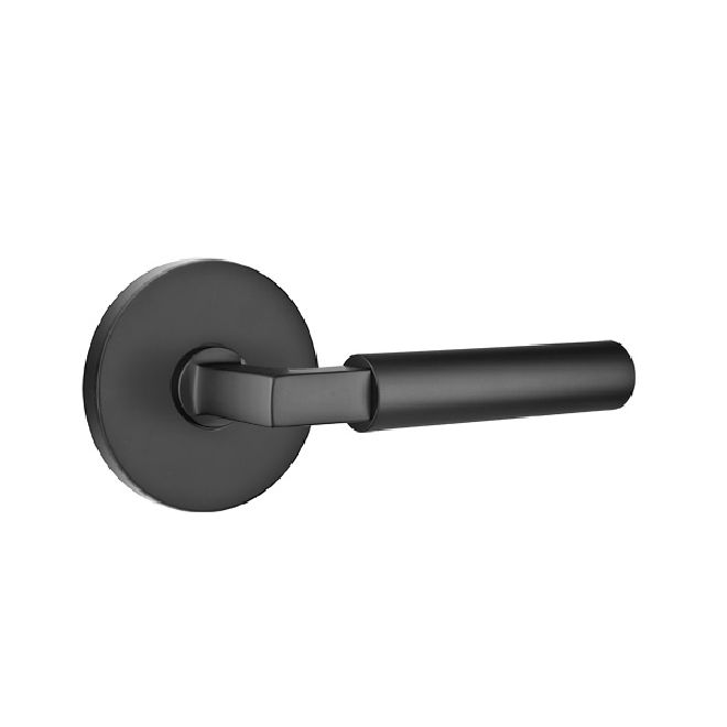 Emtek 5209HECUS19RH Hercules Lever Right Hand 2-3/8" Backset Privacy with Disk Rose for 1-1/4" to 2" Door Flat Black Finish Sparrow Supply