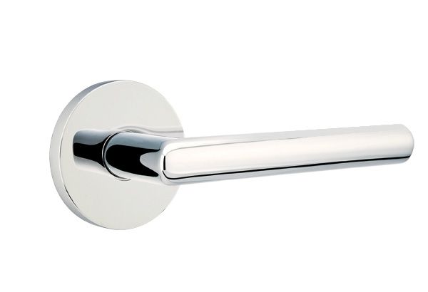 Emtek 5209STUUS26RH Stuttgart Lever Right Hand 2-3/8" Backset Privacy with Disk Rose for 1-1/4" to 2" Door Polished Chrome Finish Sparrow Supply