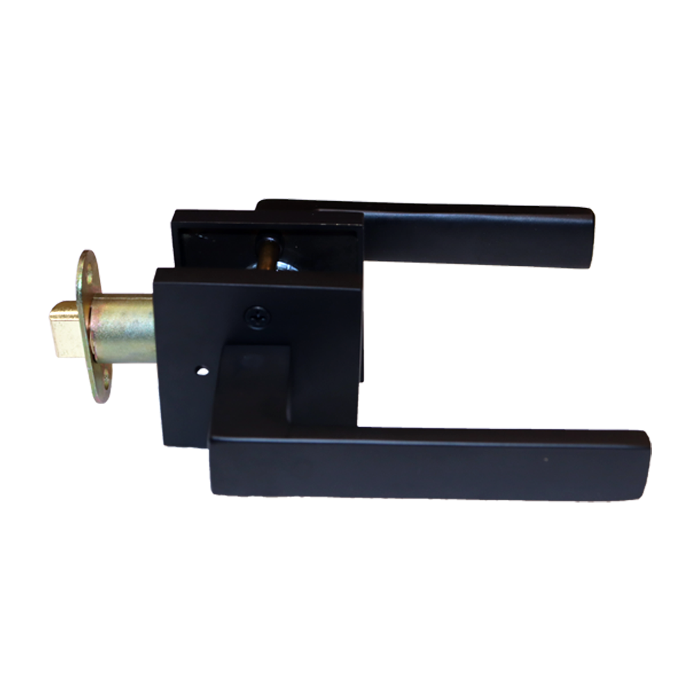 Emtek 5210DTUS19RH Dumont Lever Right Hand 2-3/8" Backset Privacy with Square Rose for 1-1/4" to 2" Door Flat Black Finish Sparrow Supply