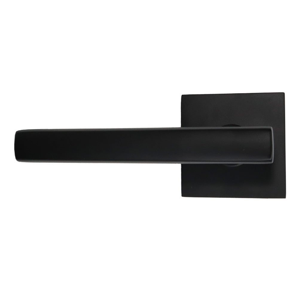 Emtek 5210FRLUS19LH Freestone Lever Left Hand 2-3/8" Backset Privacy with Square Rose for 1-1/4" to 2" Door Flat Black Finish Sparrow Supply