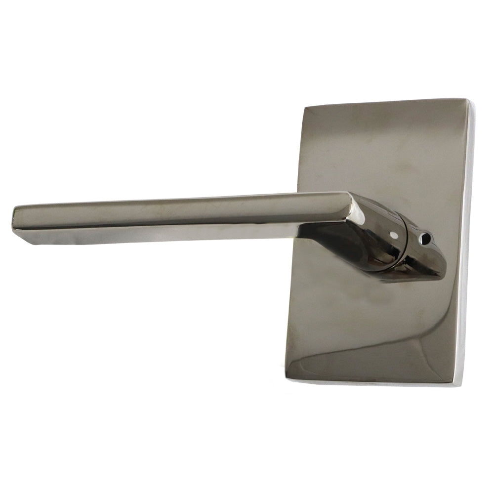 Emtek 5212HLOUS14LH Helios Lever Left Hand 2-3/8" Backset Privacy with Modern Rectangular Rose for 1-1/4" to 2" Door Polished Nickel Lifetime Finish Sparrow Supply