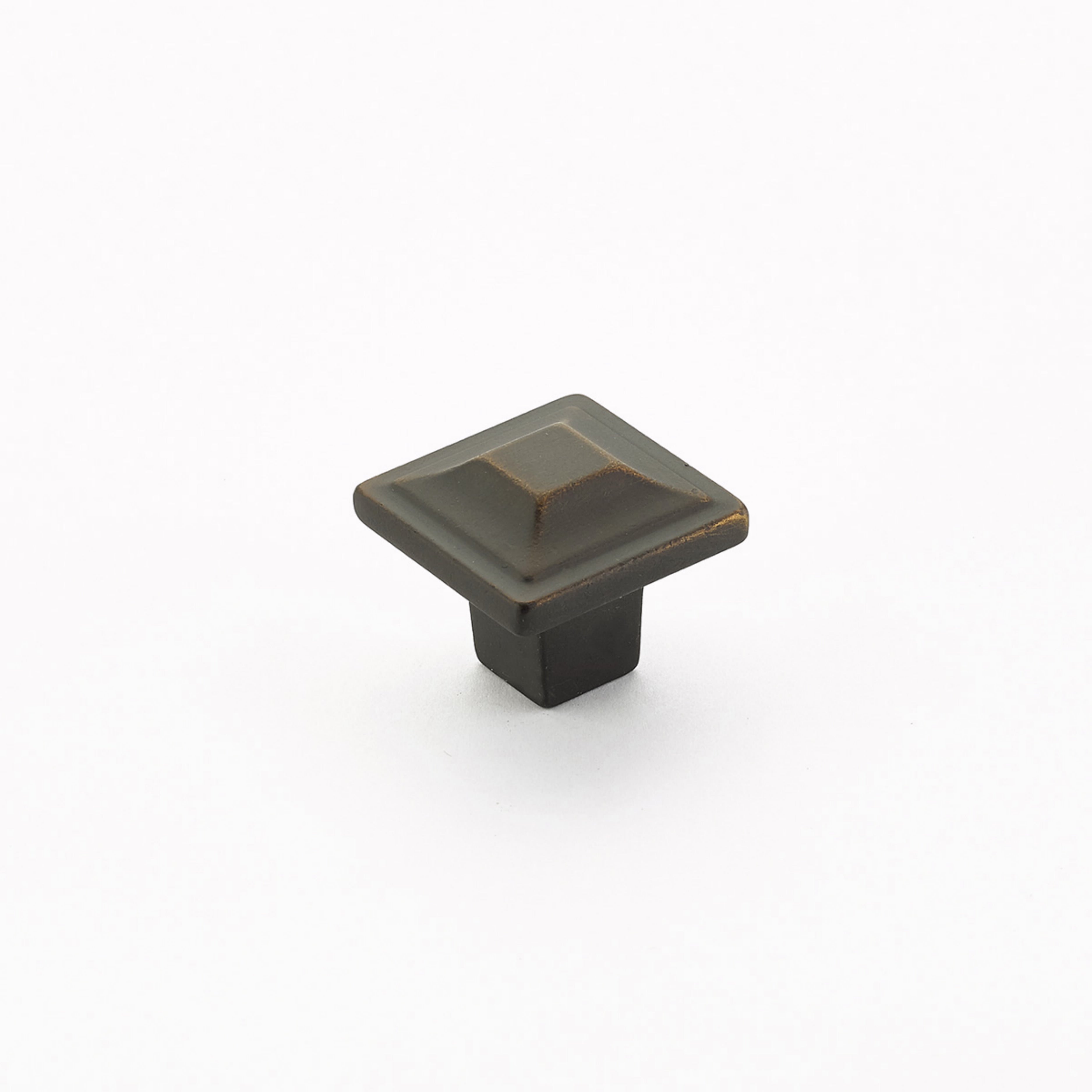 Schaub 530-ABZ 1-1/4" Menlo Park Square Cabinet Knob Ancient Bronze Finish Sparrow Supply
