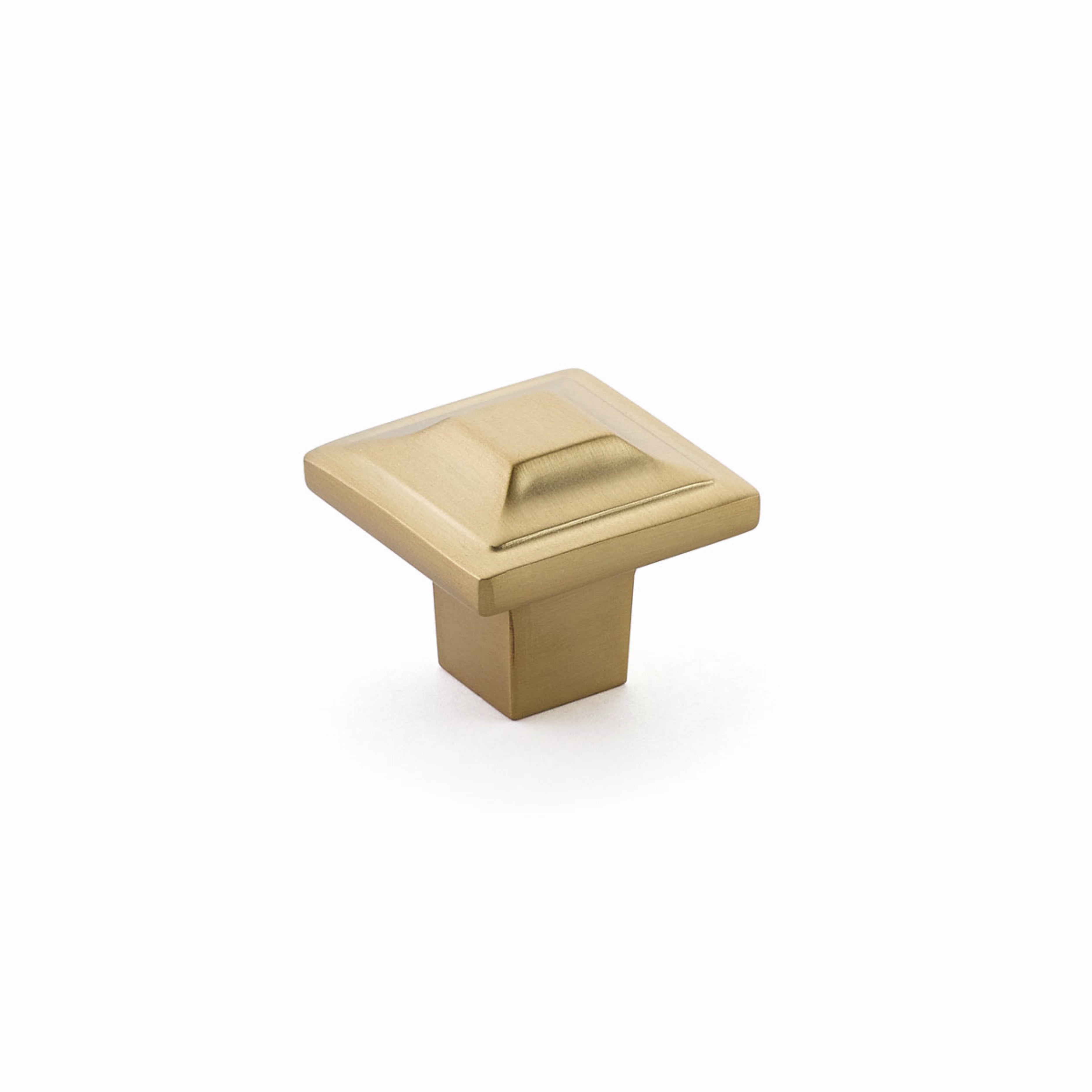 Schaub 530-SSB 1-1/4" Menlo Park Square Cabinet Knob Signature Satin Brass Finish Sparrow Supply