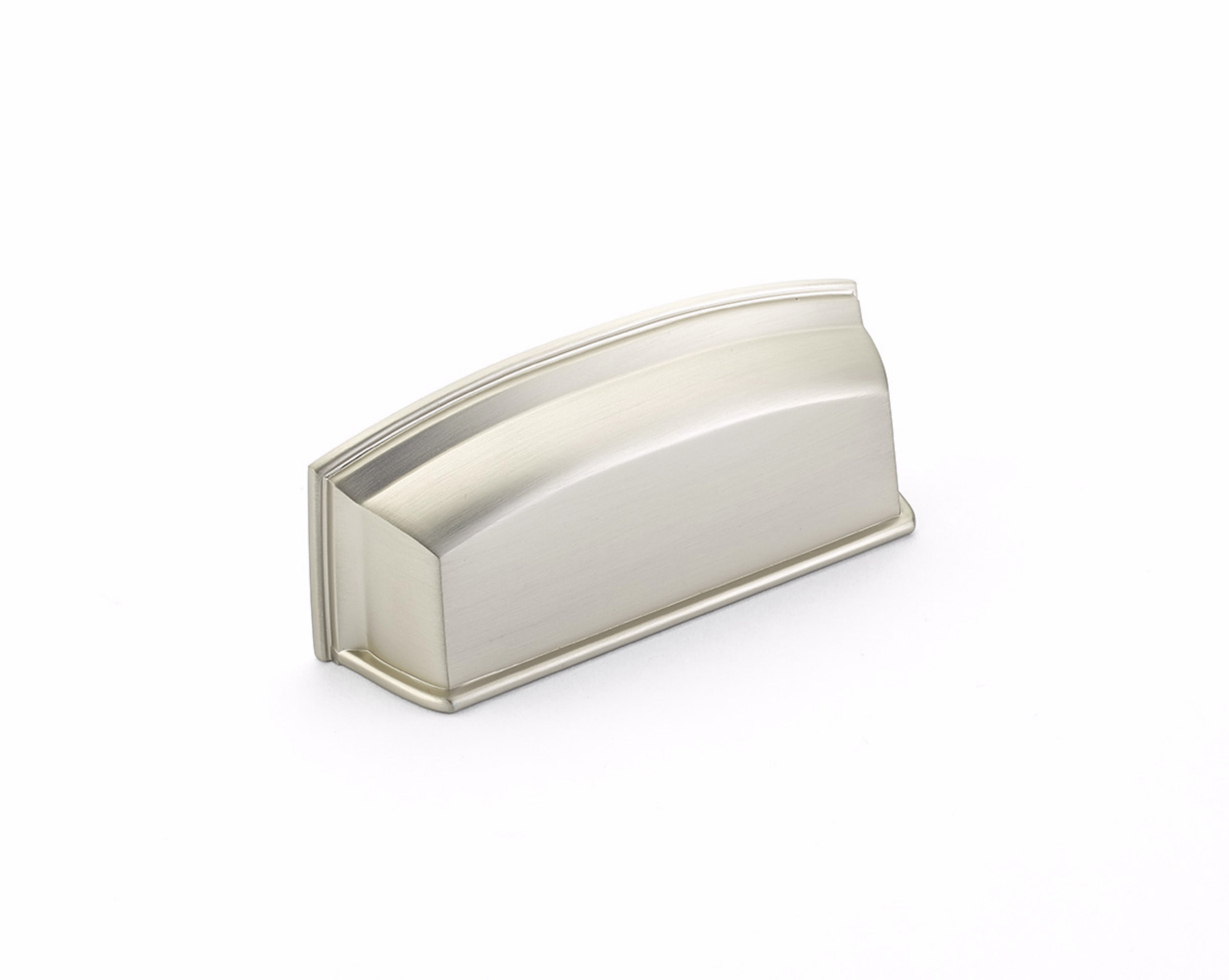 Schaub 534-15 Menlo Park 3-1/2" Center to Center Cabinet Cup Pull Satin Nickel Finish Sparrow Supply