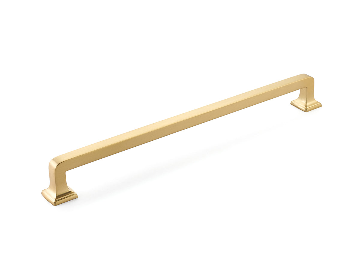 Schaub 535-SSB 15" Center to Center Menlo Park Appliance Pull Signature Satin Brass Finish Sparrow Supply