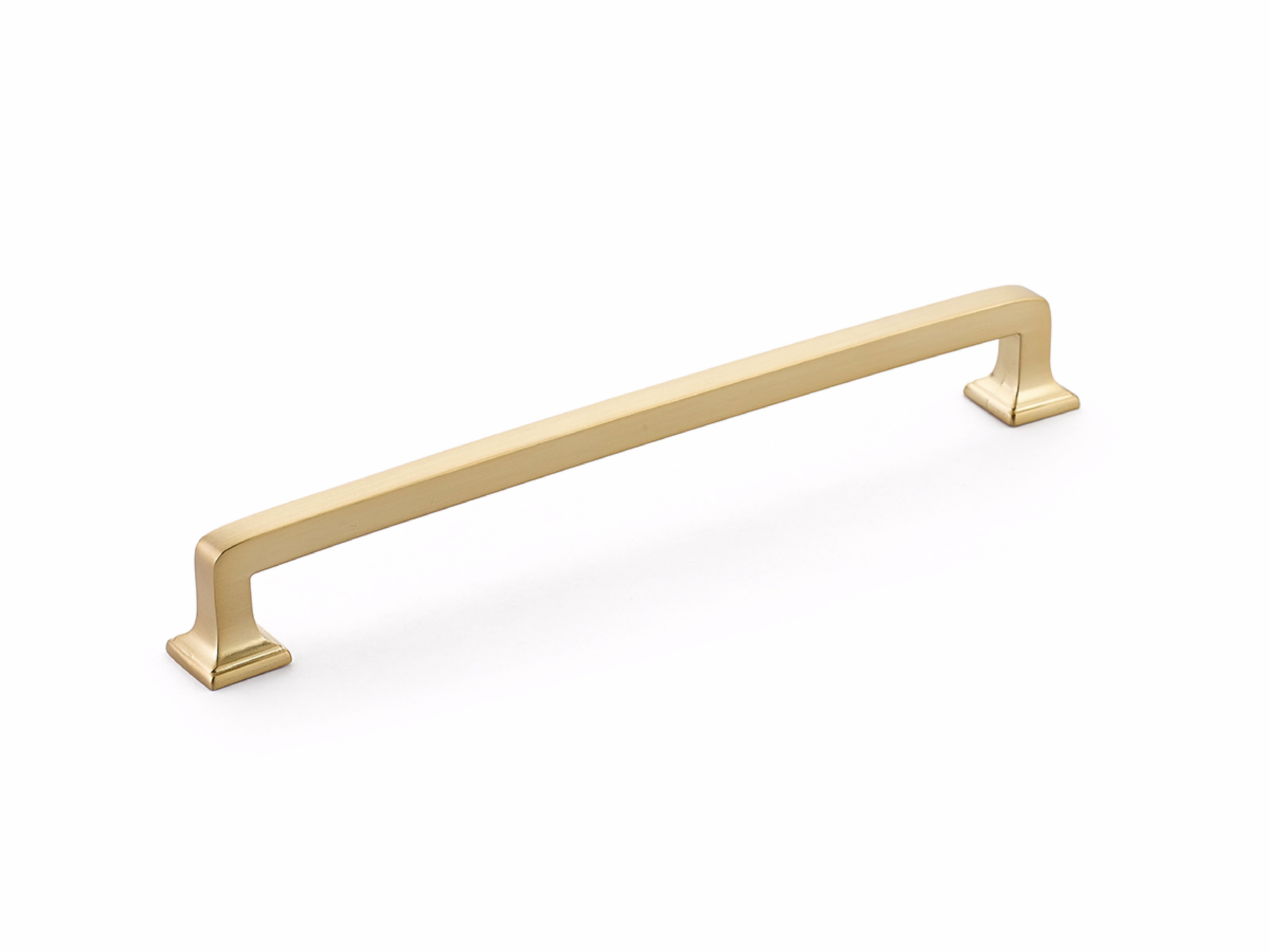 Schaub 536-SSB 8" Center to Center Menlo Park Cabinet Pull Signature Satin Brass Finish Sparrow Supply