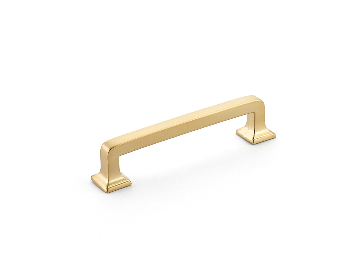 Schaub 538-SSB 4" Center to Center Menlo Park Cabinet Pull Signature Satin Brass Finish
