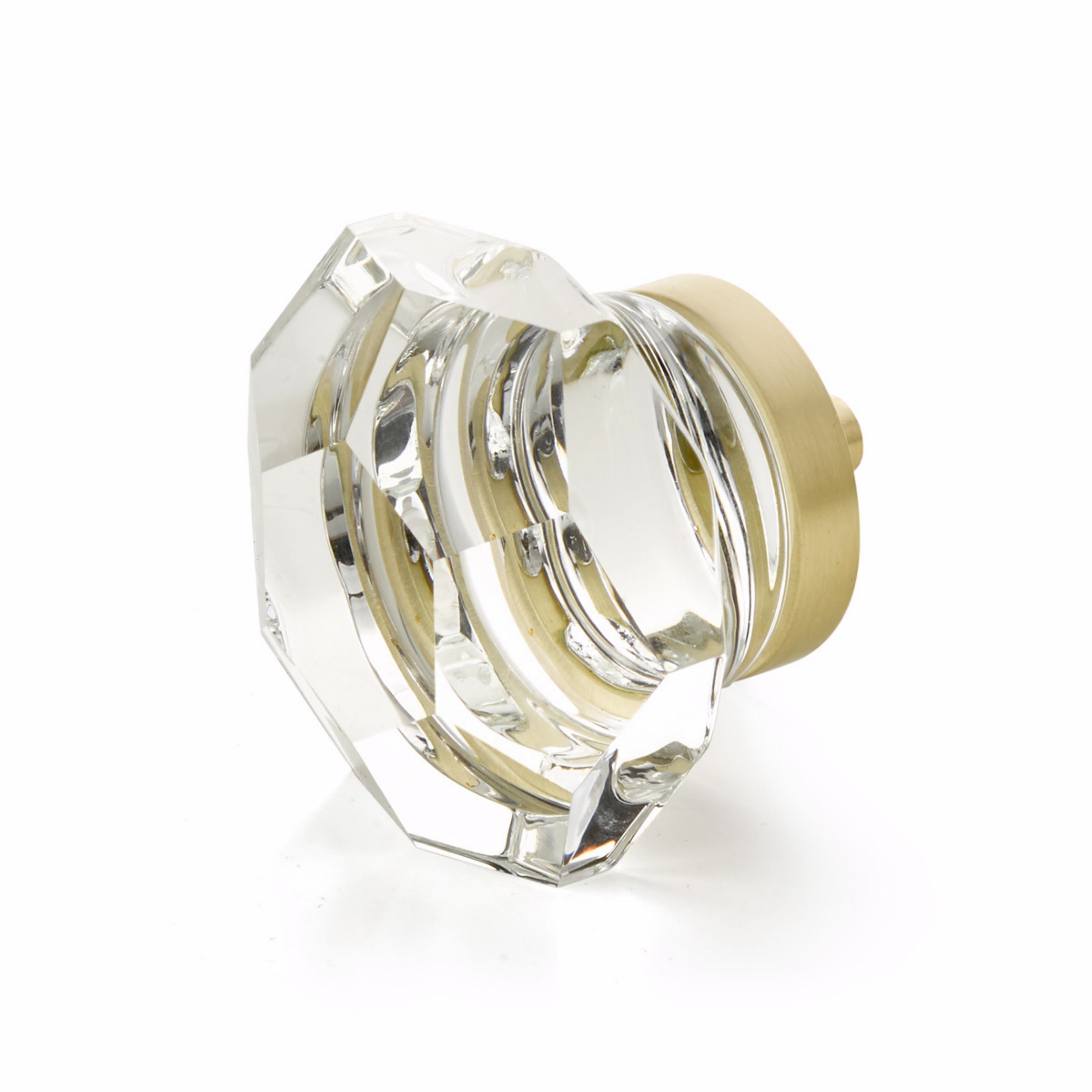 Schaub 54-SB City Lights Faceted Dome Glass Knob Satin Brass Finish Sparrow Supply