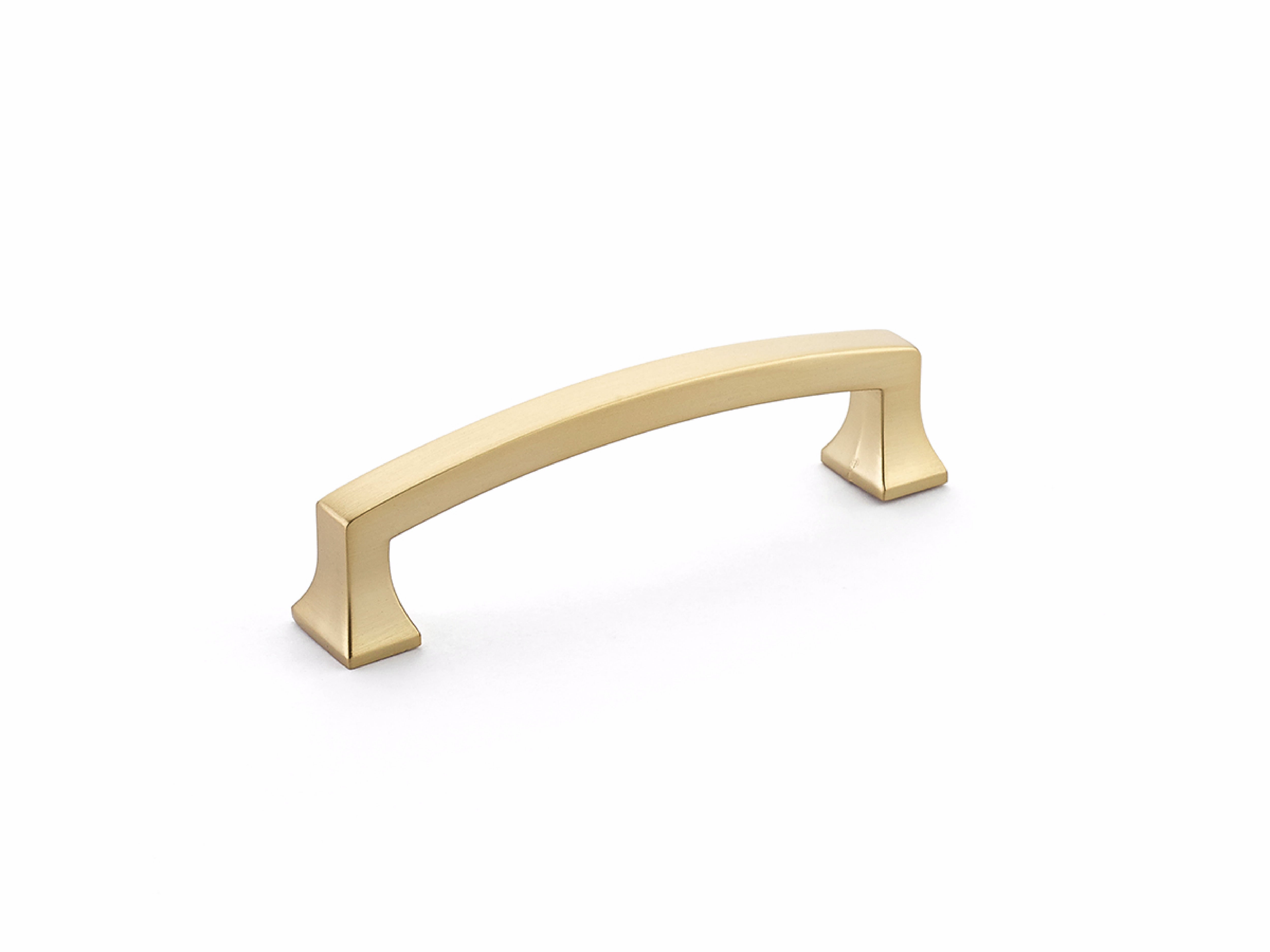 Schaub 542-SSB 4" Center to Center Menlo Park Arched Cabinet Pull Signature Satin Brass Finish Sparrow Supply