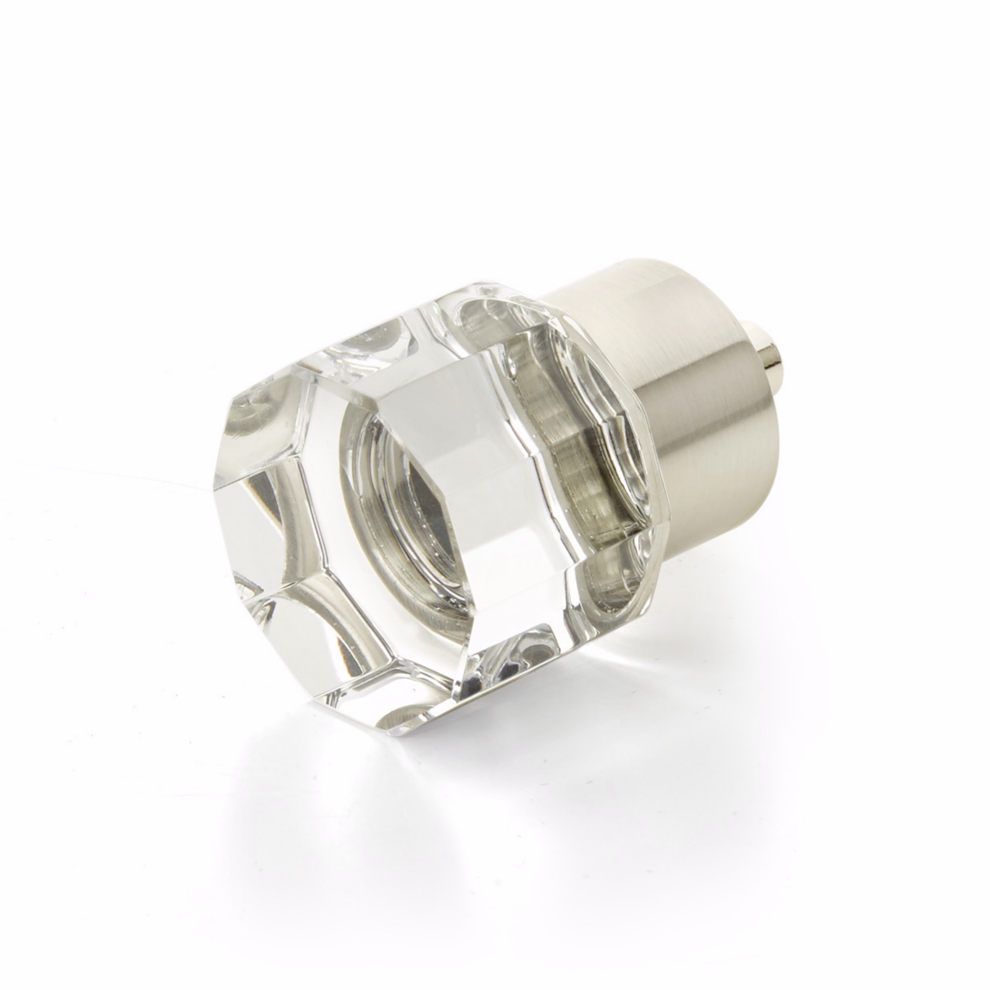 Schaub 55-15 City Lights Round Multi Sided Glass Knob Satin Nickel Finish Sparrow Supply