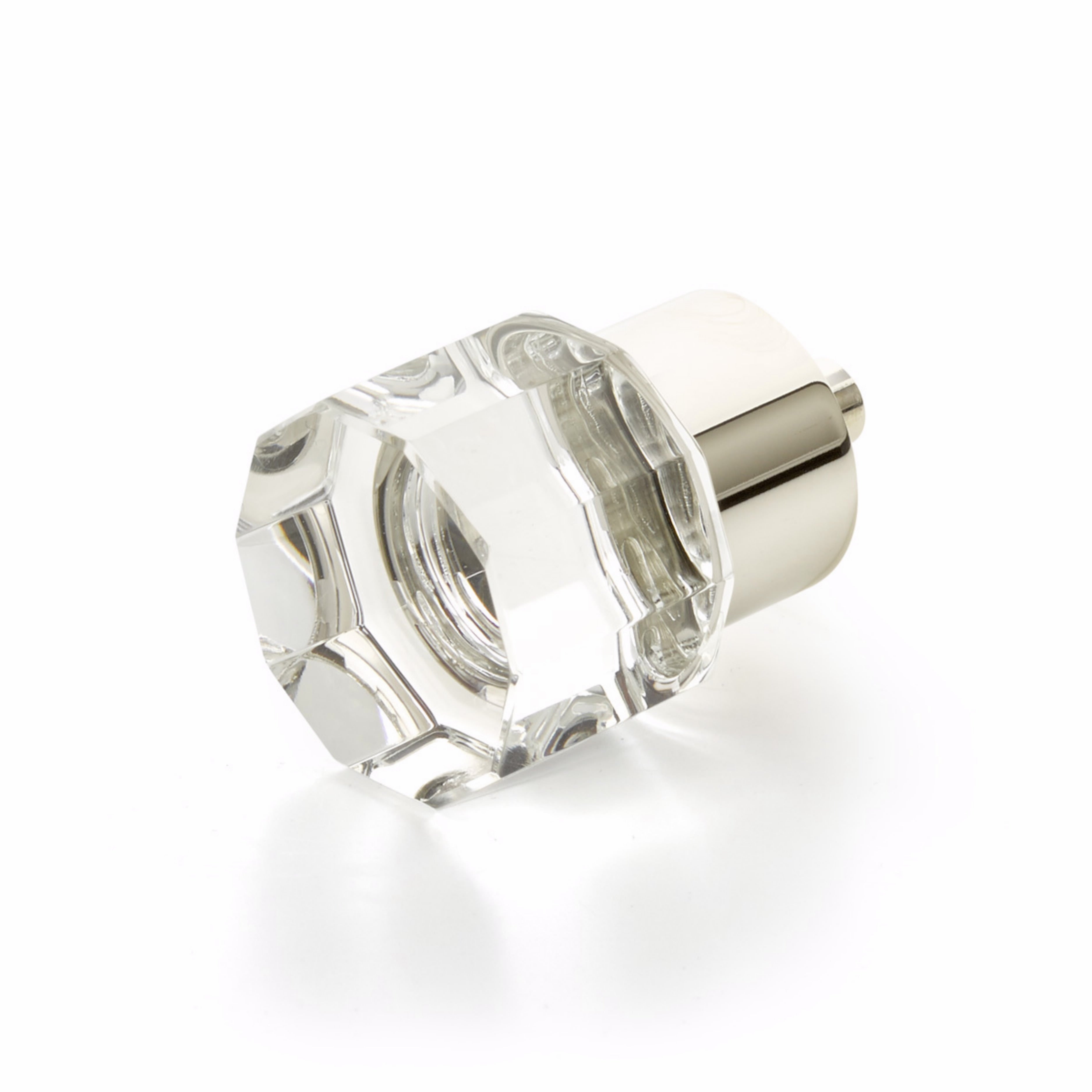 Schaub 55-PN City Lights Round Multi Sided Glass Knob Polished Nickel Finish Sparrow Supply