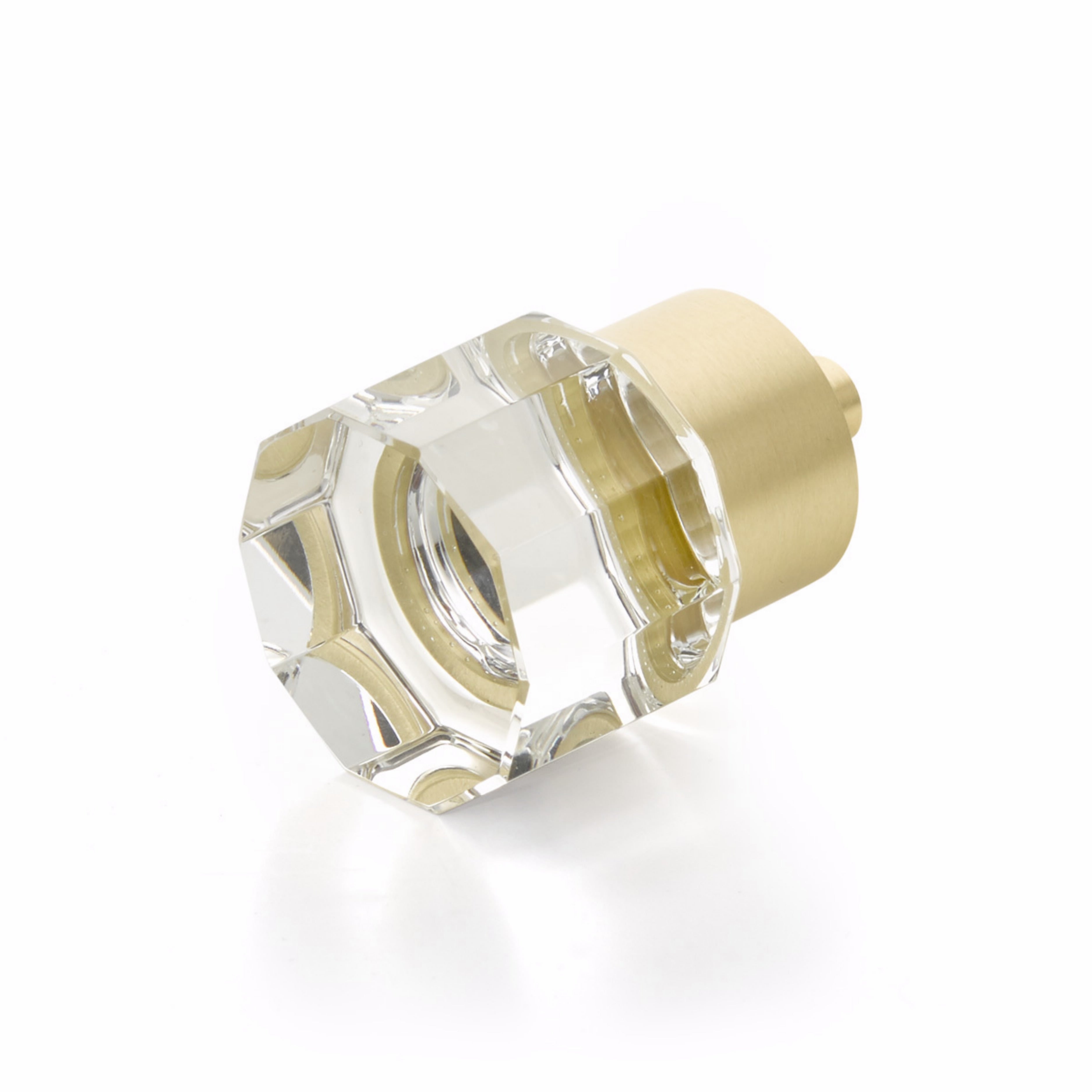 Schaub 55-SB City Lights Round Multi Sided Glass Knob Satin Brass Finish Sparrow Supply