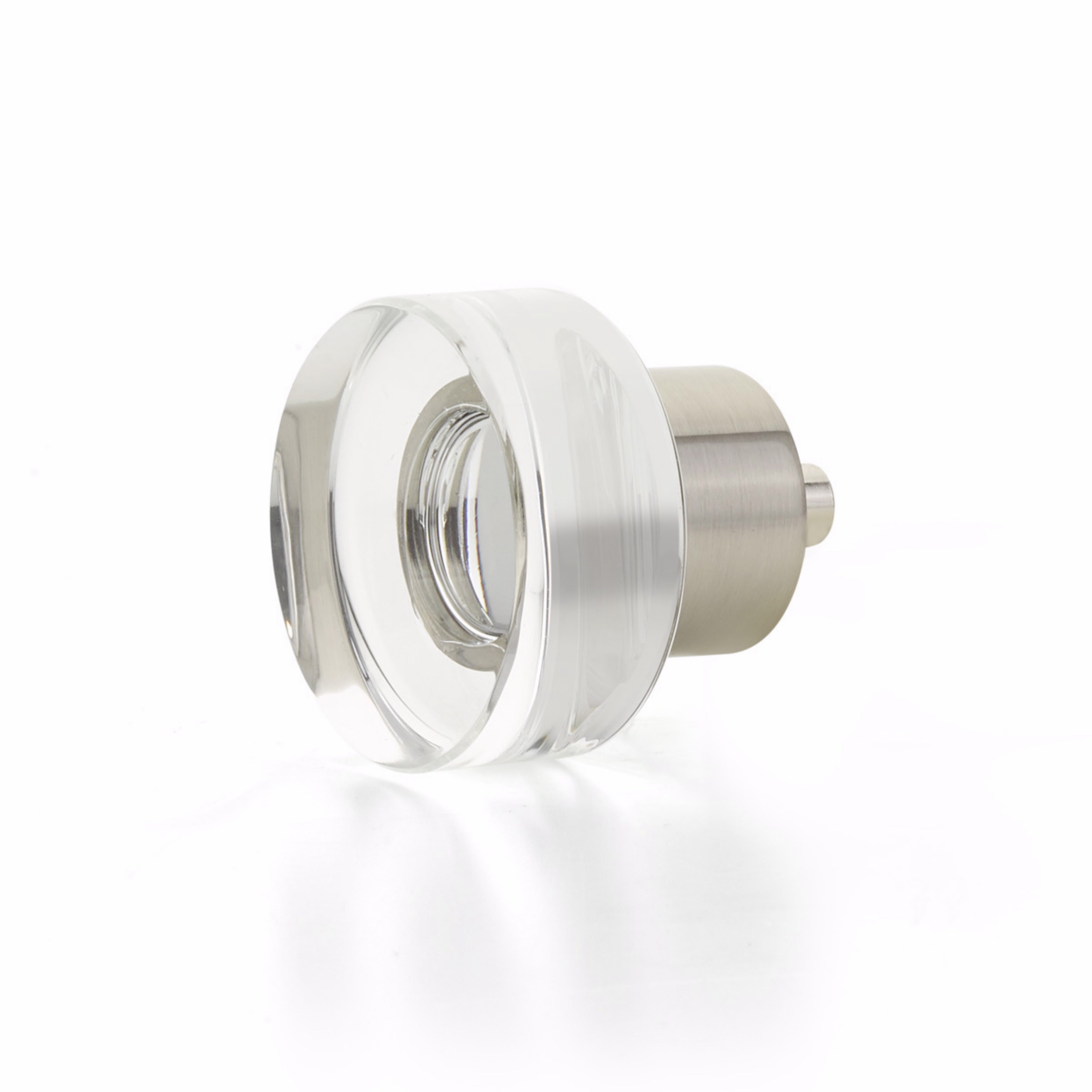 Schaub 56-15 City Lights Round Disc Glass Knob Satin Nickel Finish Sparrow Supply