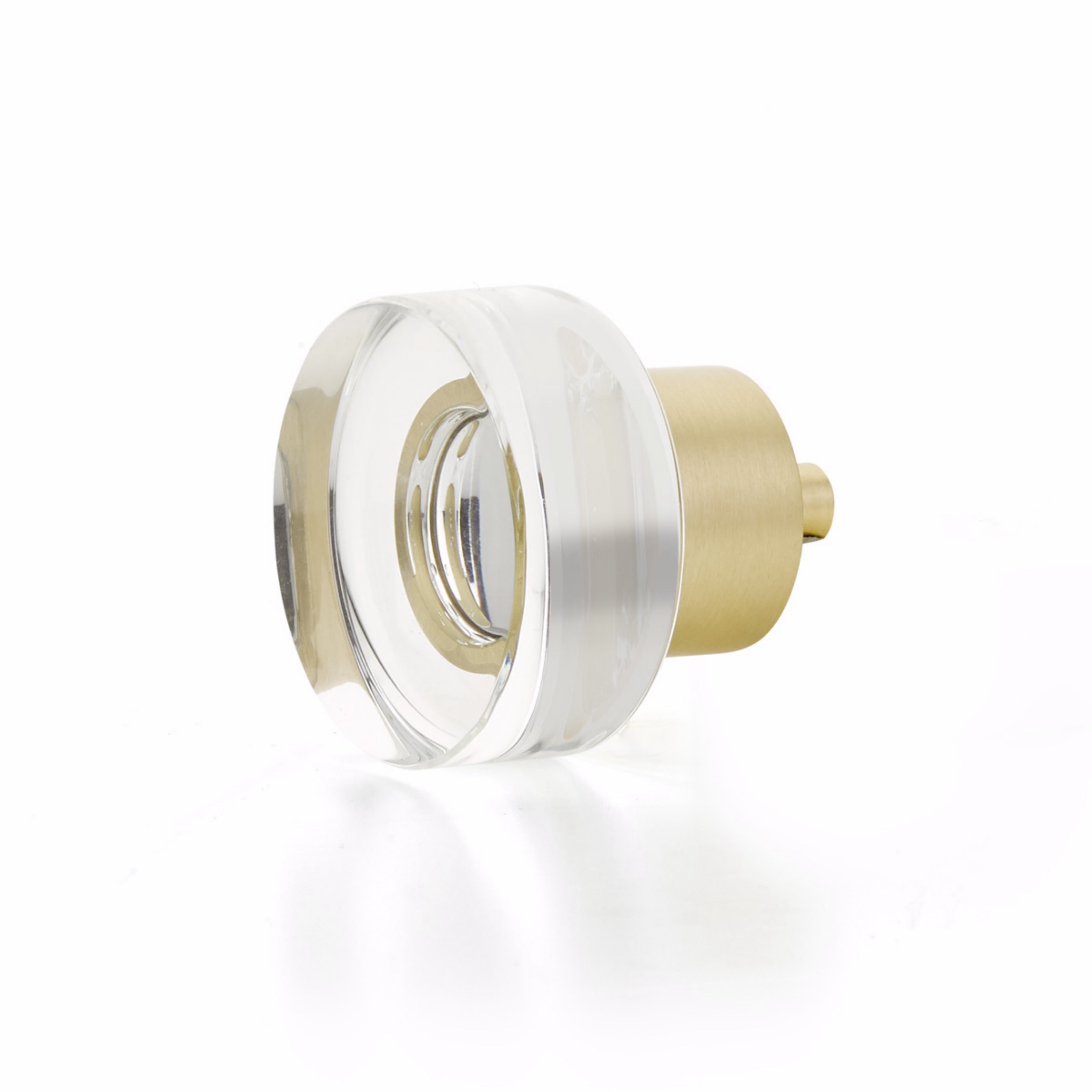 Schaub 56-SB City Lights Round Disc Glass Knob Satin Brass Finish Sparrow Supply
