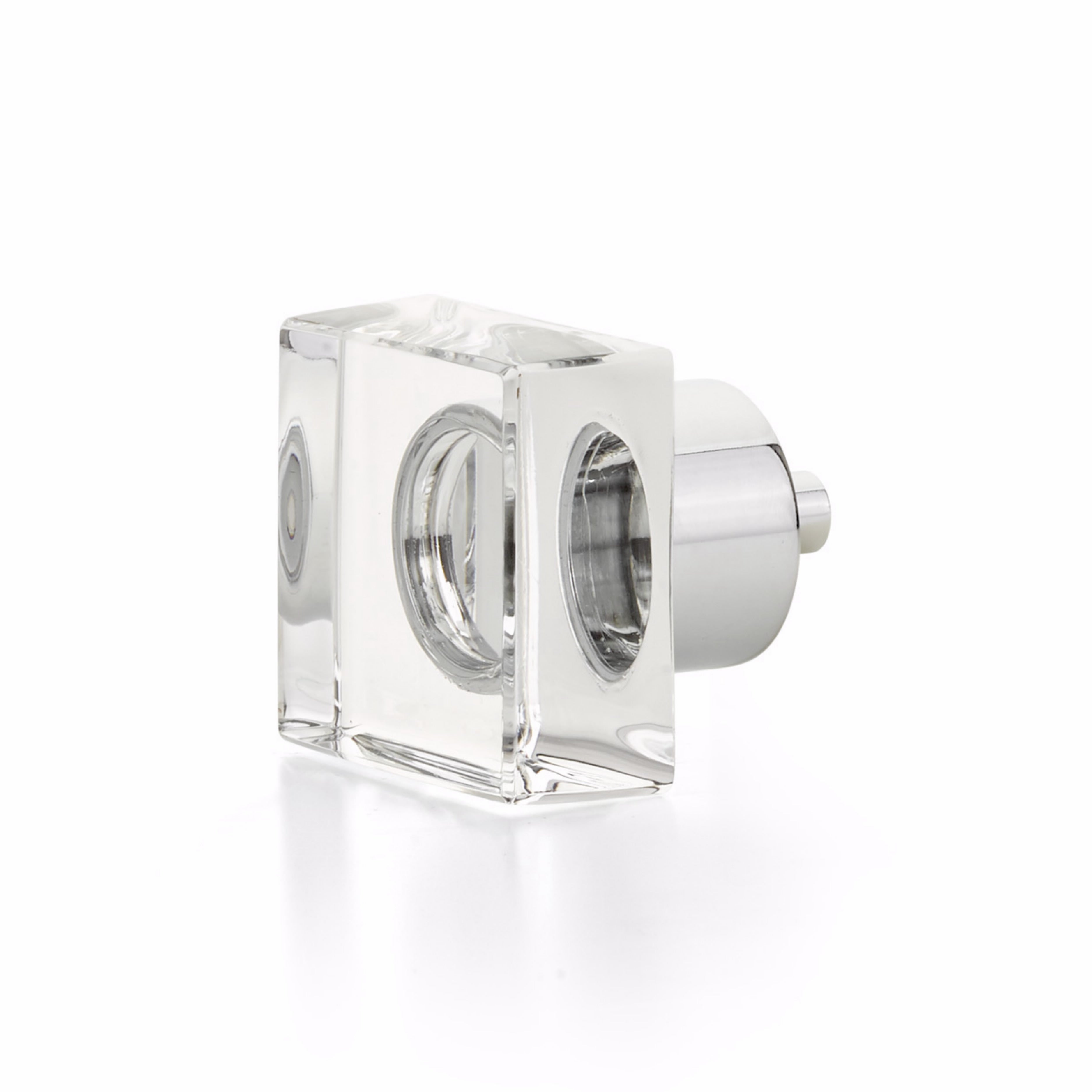 Schaub 57-26 City Lights Square Glass Knob Polished Chrome Finish Sparrow Supply