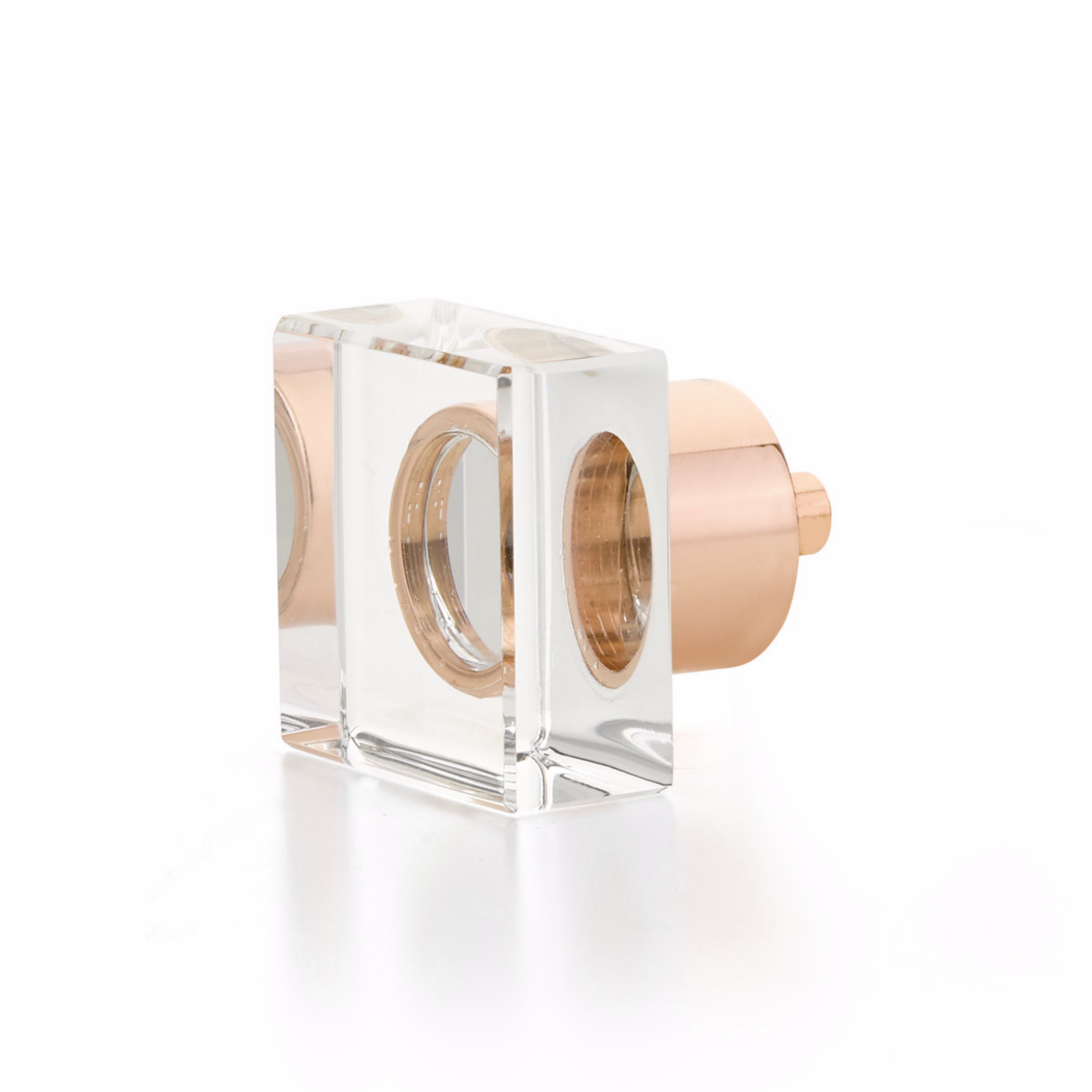 Schaub 57-PRG City Lights Square Glass Knob Polished Rose Gold Finish Sparrow Supply