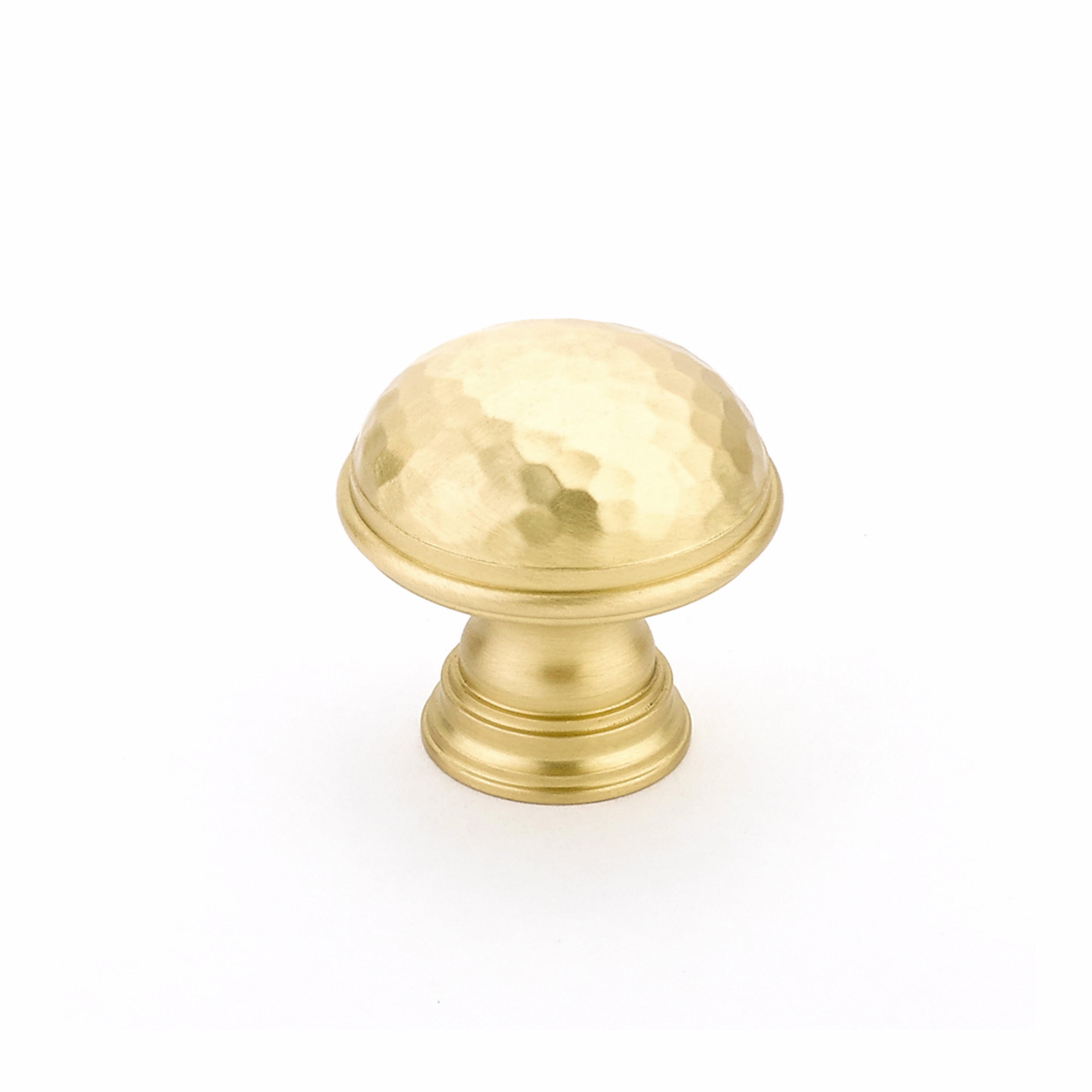 Schaub 570-SB 1-1/4" Atherton Hammered Plain Edge Cabinet Knob Satin Brass Finish Sparrow Supply