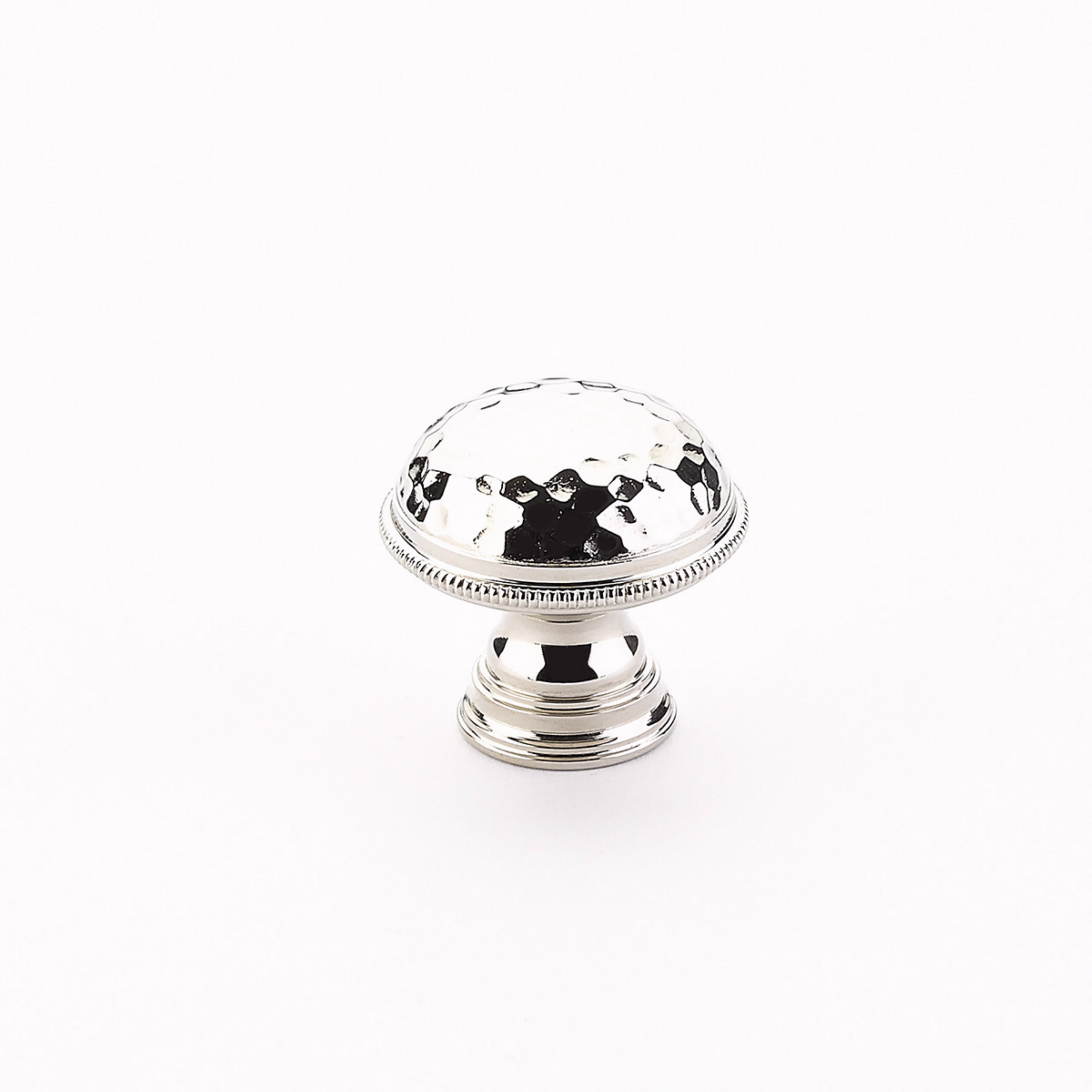 Schaub 571-PN 1-1/4" Atherton Hammered Knurled Edge Cabinet Knob Polished Nickel Finish Sparrow Supply