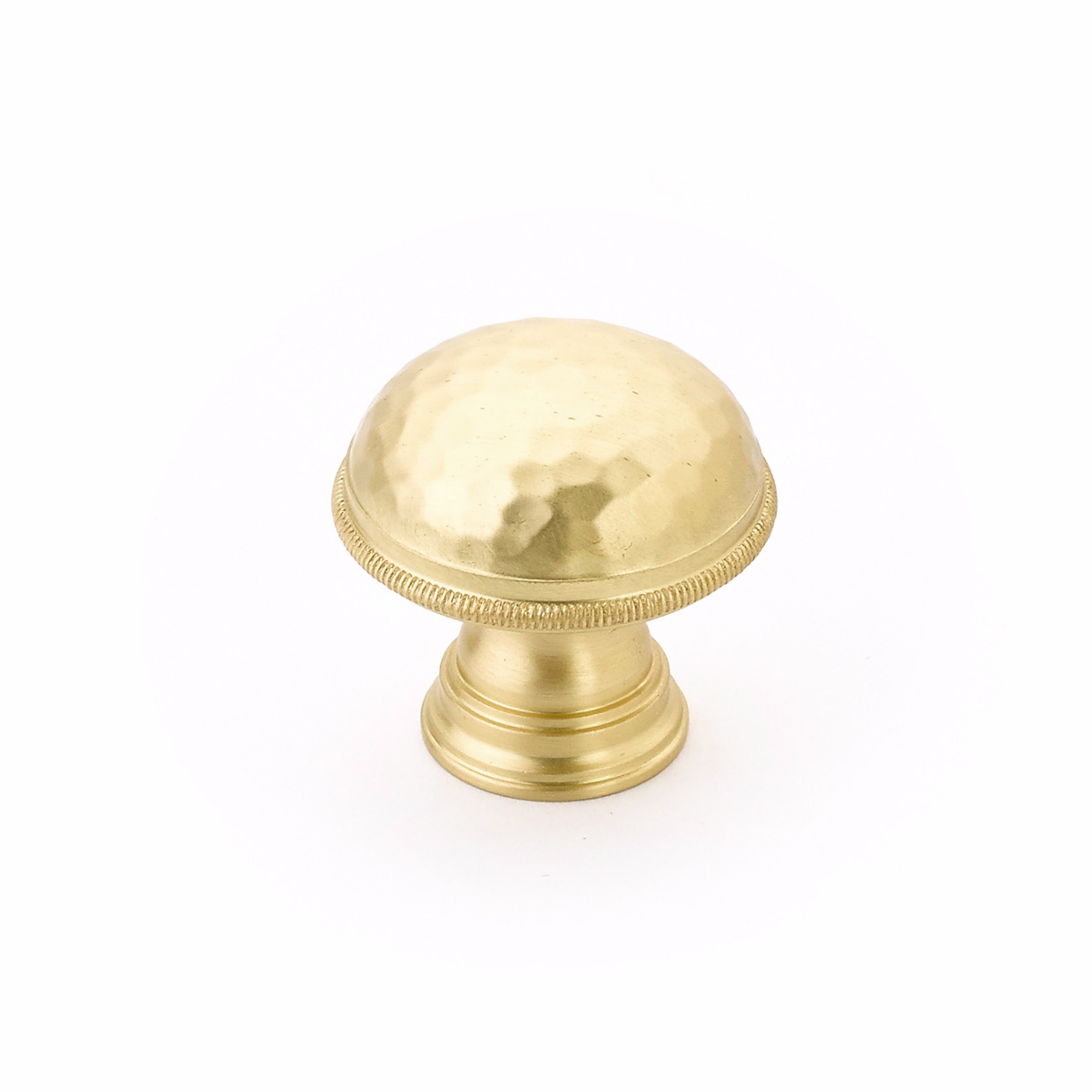 Schaub 571-SB 1-1/4" Atherton Hammered Knurled Edge Cabinet Knob Satin Brass Finish Sparrow Supply