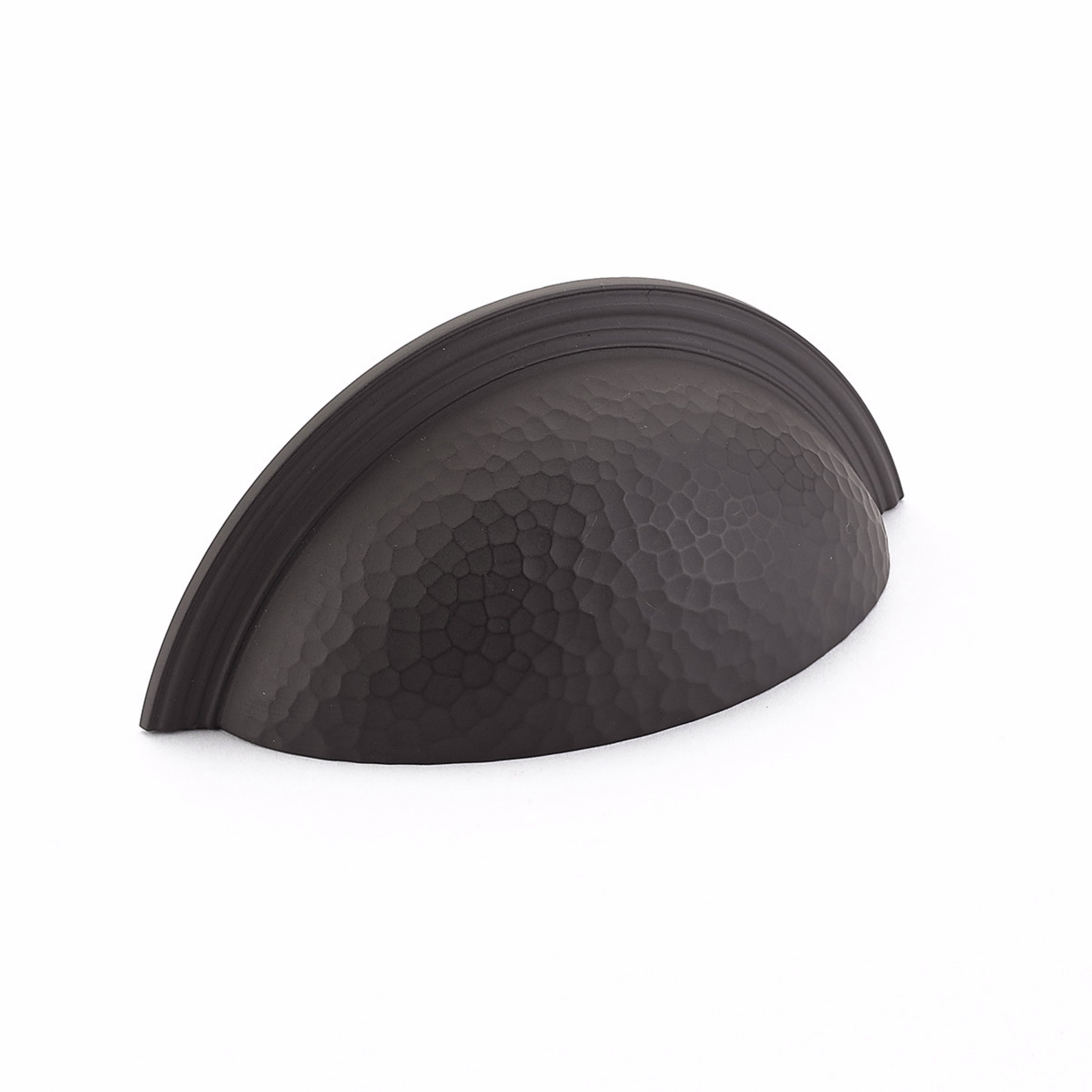 Schaub 573-10B 3" Center to Center Atherton Hammered Plain Edge Cup Pull Oil Rubbed Bronze Finish Sparrow Supply
