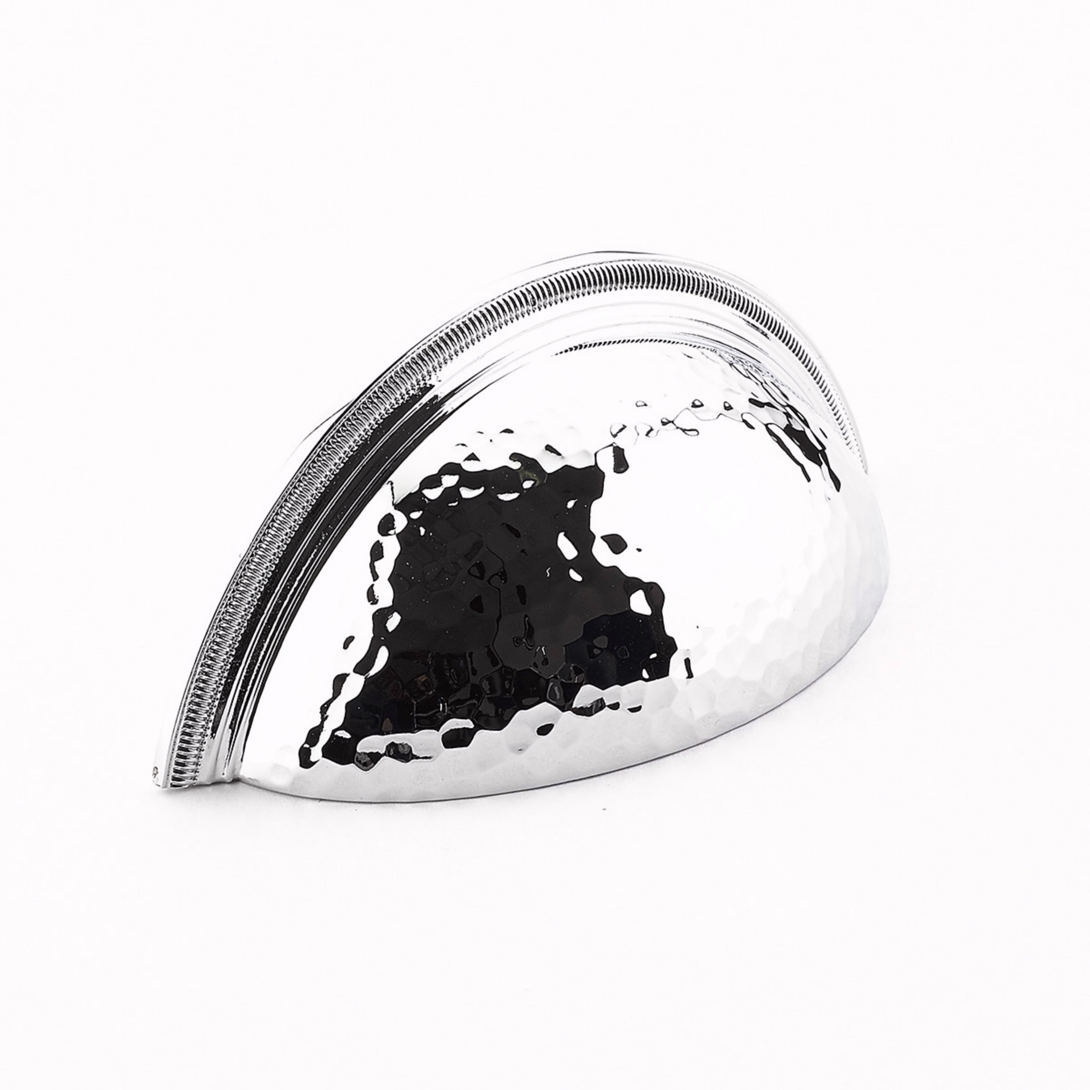 Schaub 574-26 3" Center to Center Atherton Hammered Knurled Edge Cup Pull Polished Chrome Finish Sparrow Supply
