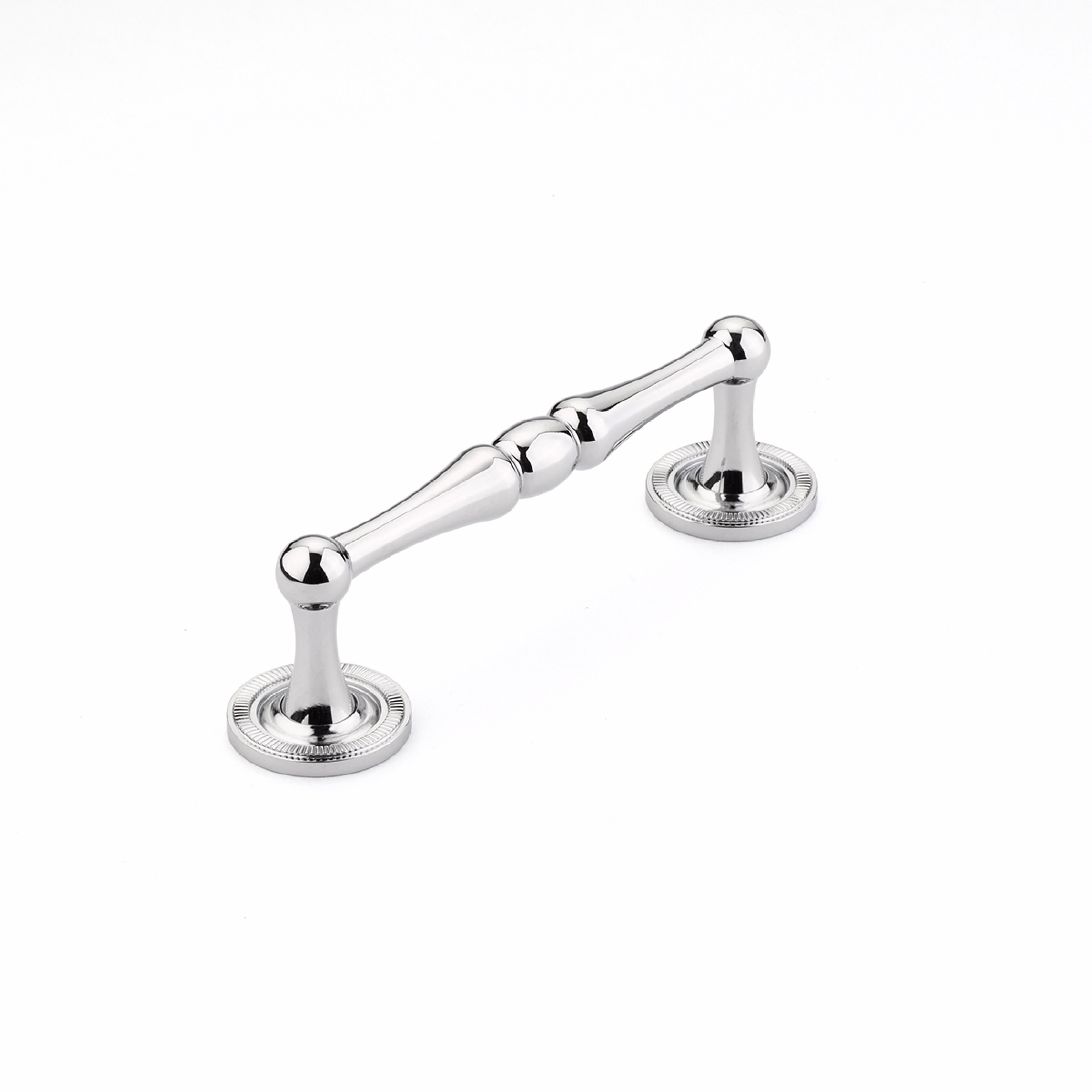 Schaub 576-26 4" Center to Center Atherton Knurled Cabinet Pull Polished Chrome Finish Sparrow Supply