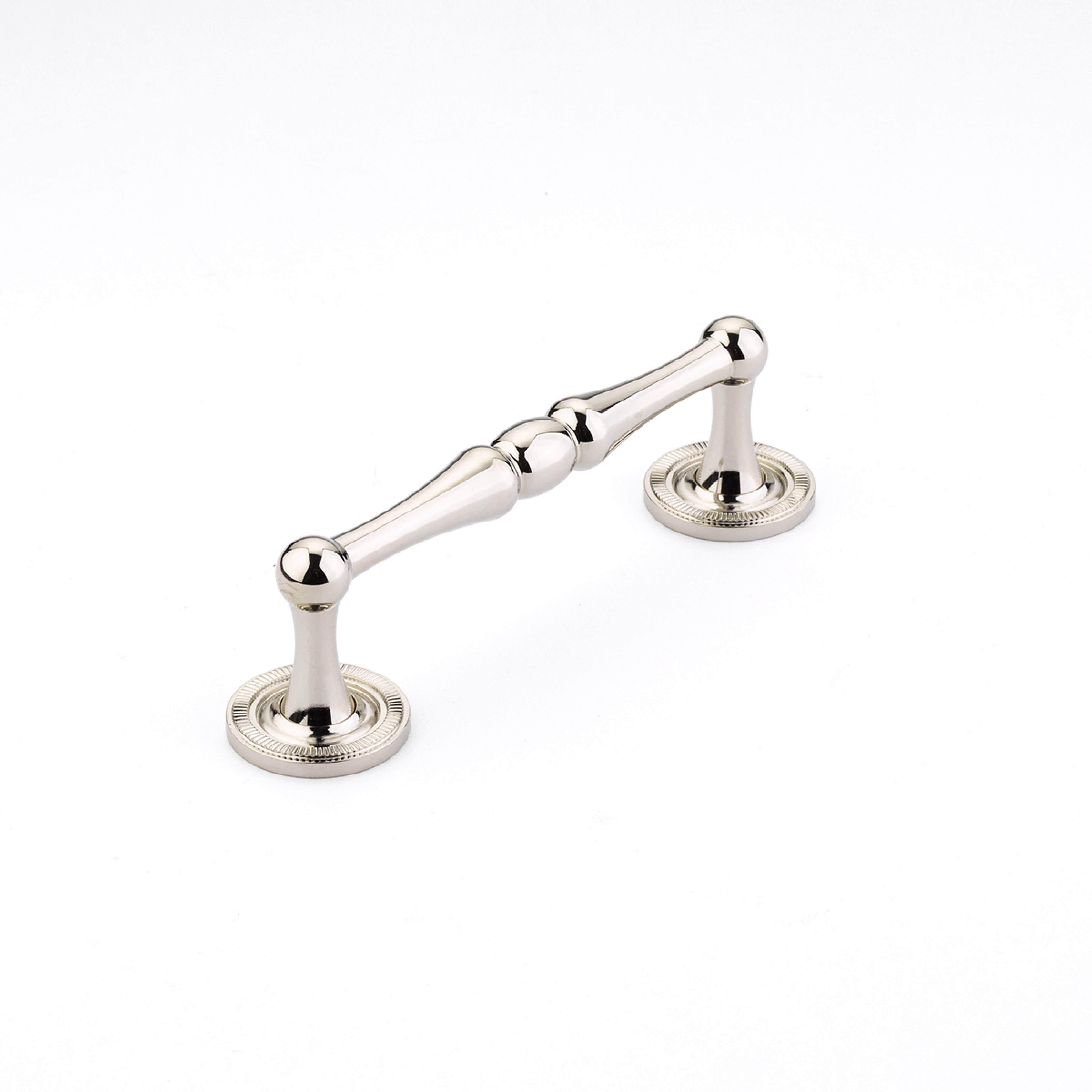 Schaub 576-PN 4" Center to Center Atherton Knurled Cabinet Pull Polished Nickel Finish Sparrow Supply