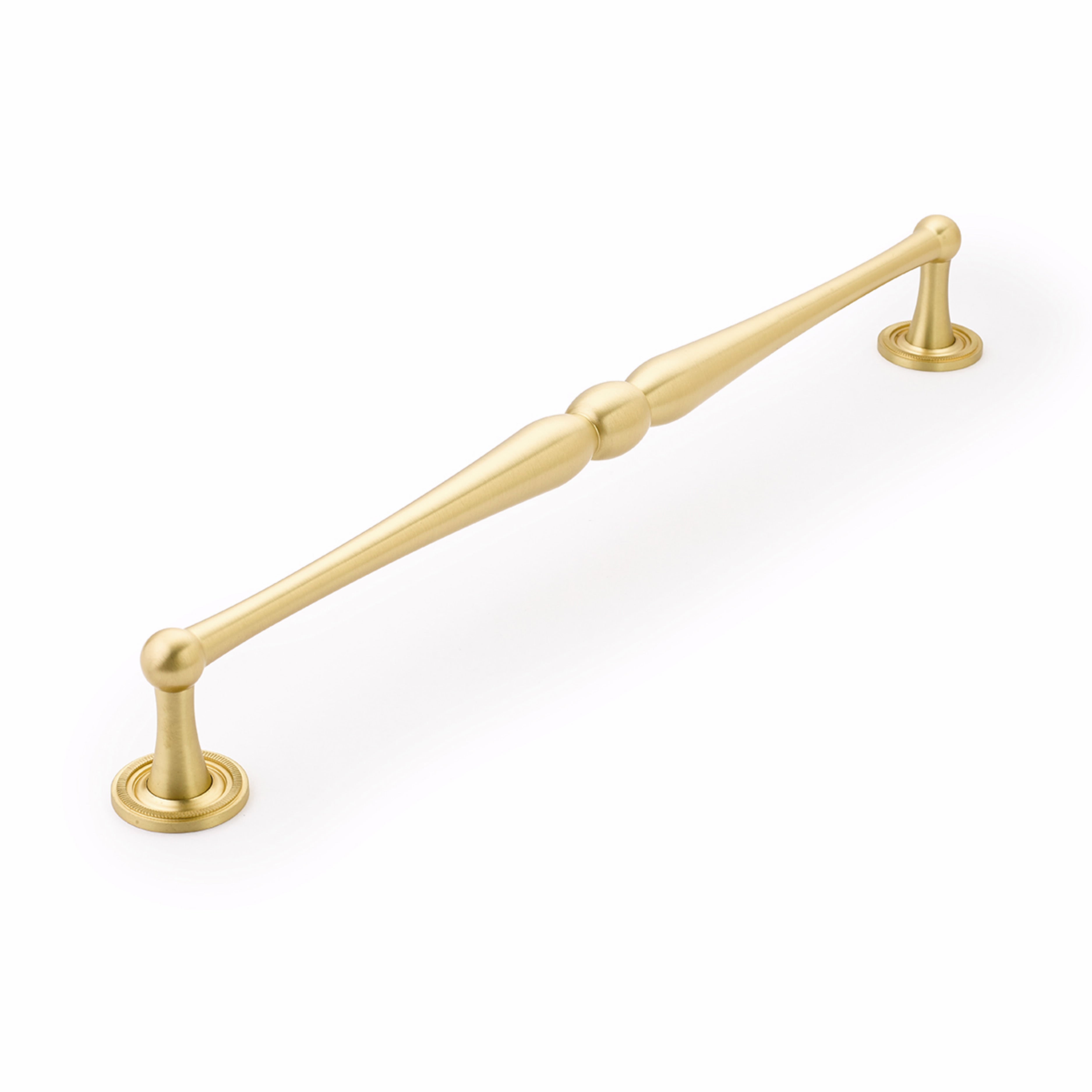 Schaub 578-SB 15" Center to Center Atherton Knurled Appliance Pull Satin Brass Finish Sparrow Supply