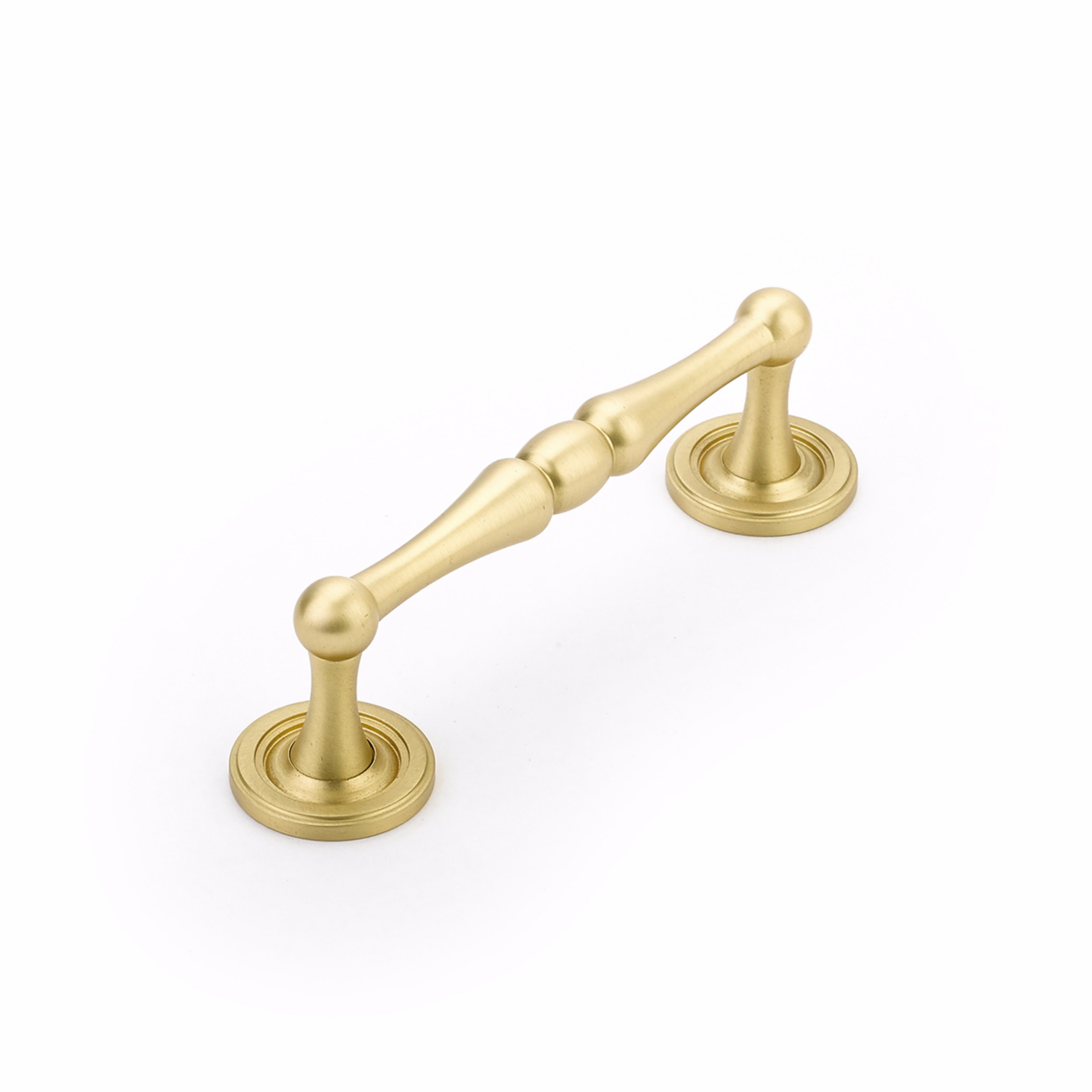 Schaub 579-SB 4" Center to Center Atherton Cabinet Pull Satin Brass Finish Sparrow Supply
