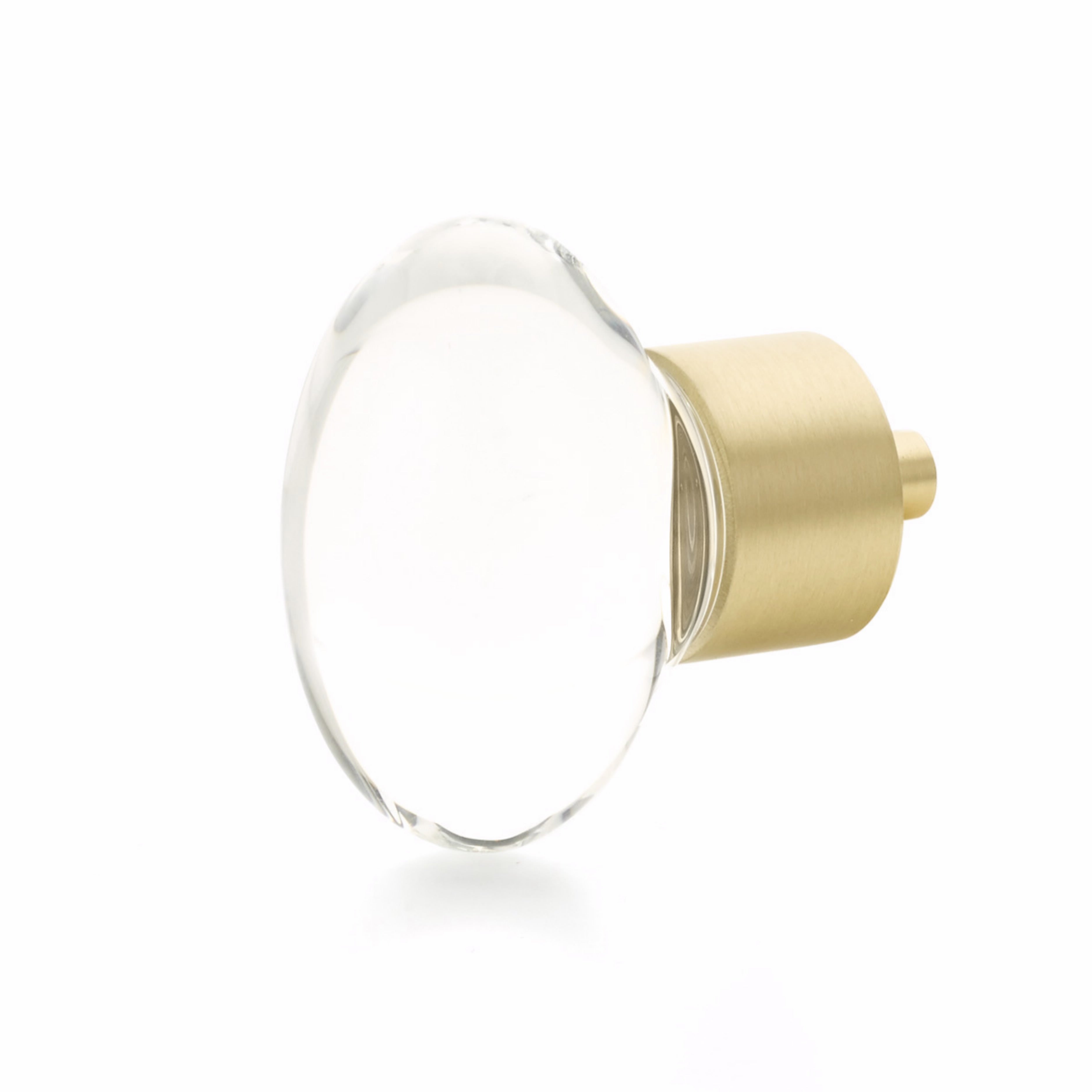 Schaub 60-SB City Lights Oval Glass Knob Satin Brass Finish Sparrow Supply