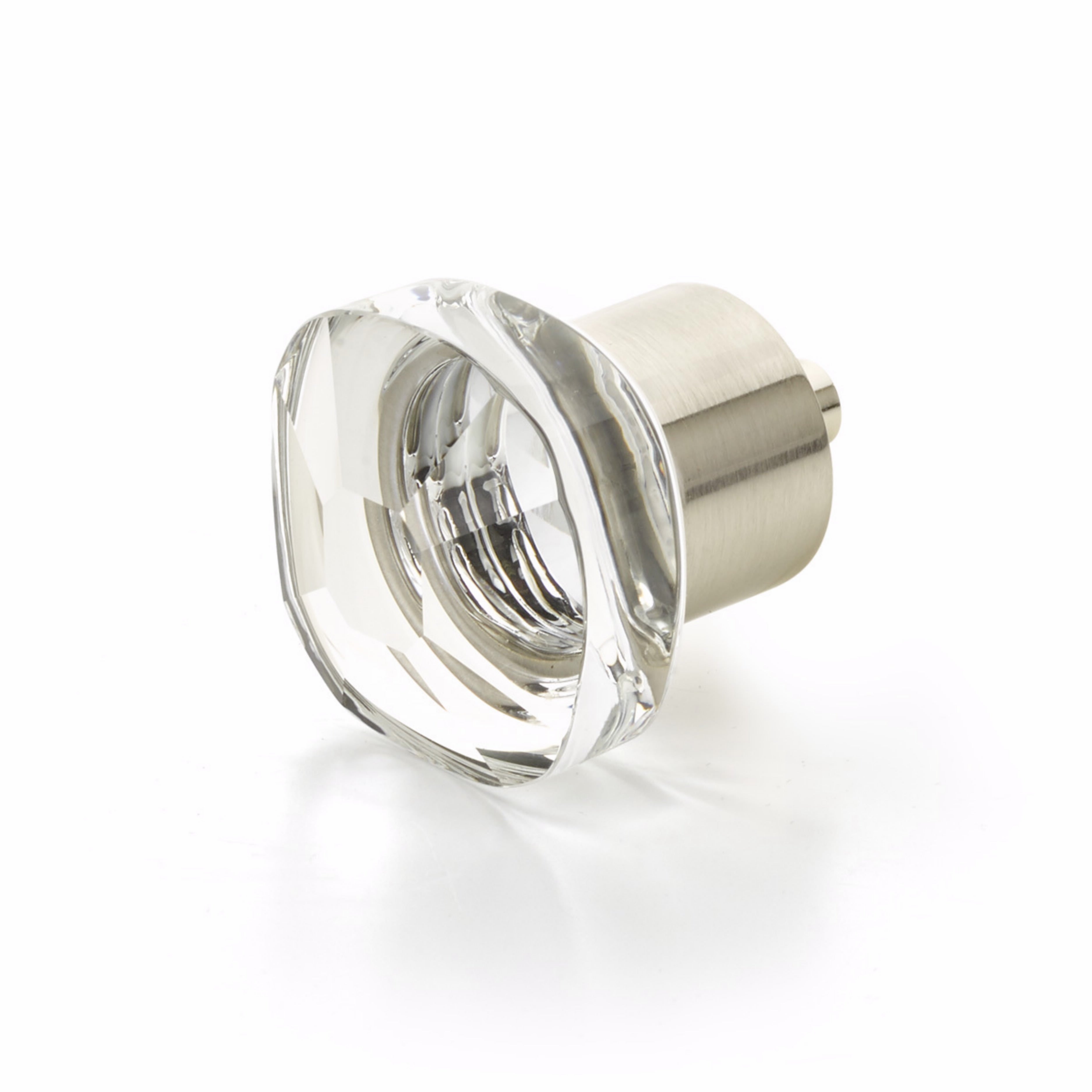 Schaub 61-15 City Lights Soft Square Glass Knob Satin Nickel Finish Sparrow Supply