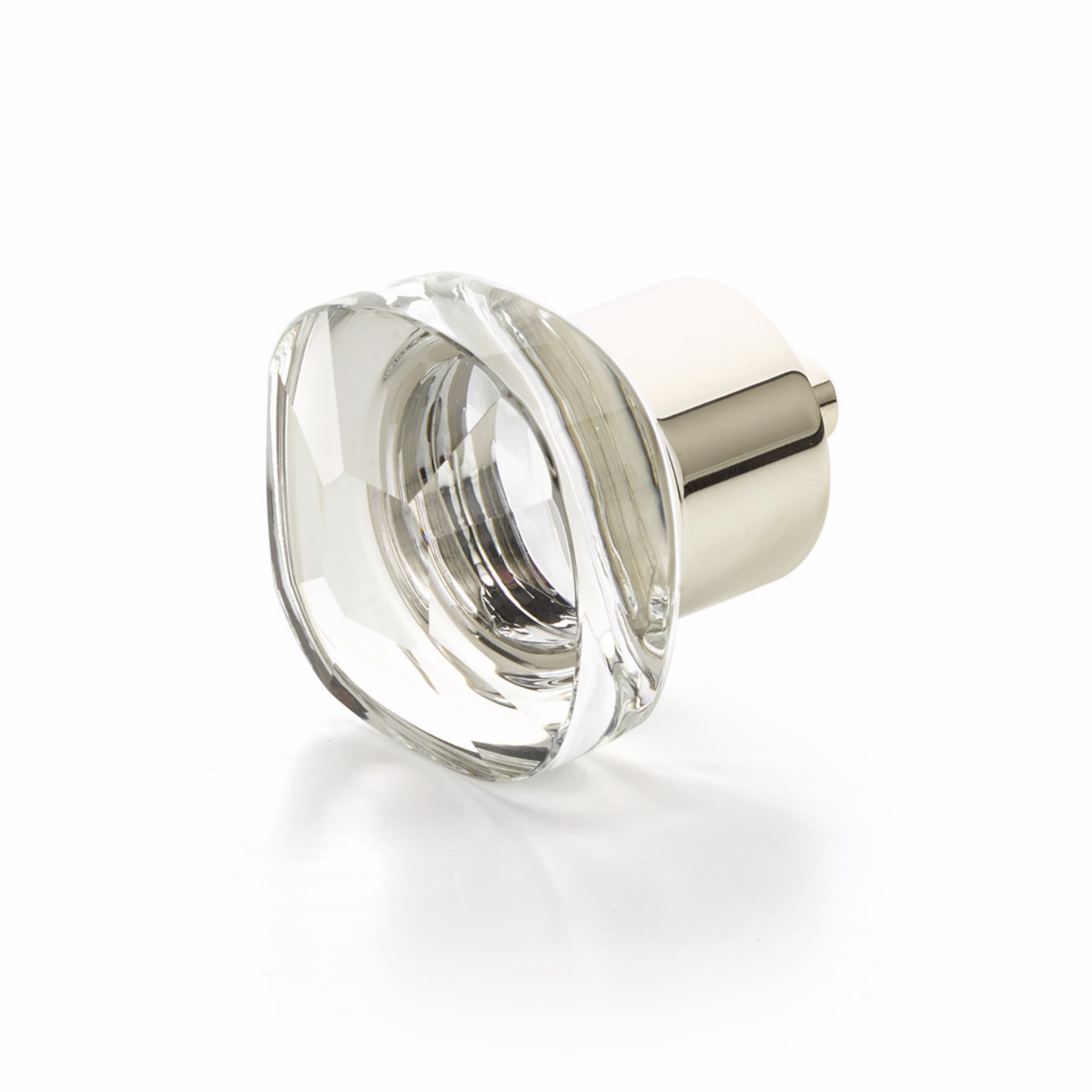 Schaub 61-PN City Lights Soft Square Glass Knob Polished Nickel Finish Sparrow Supply