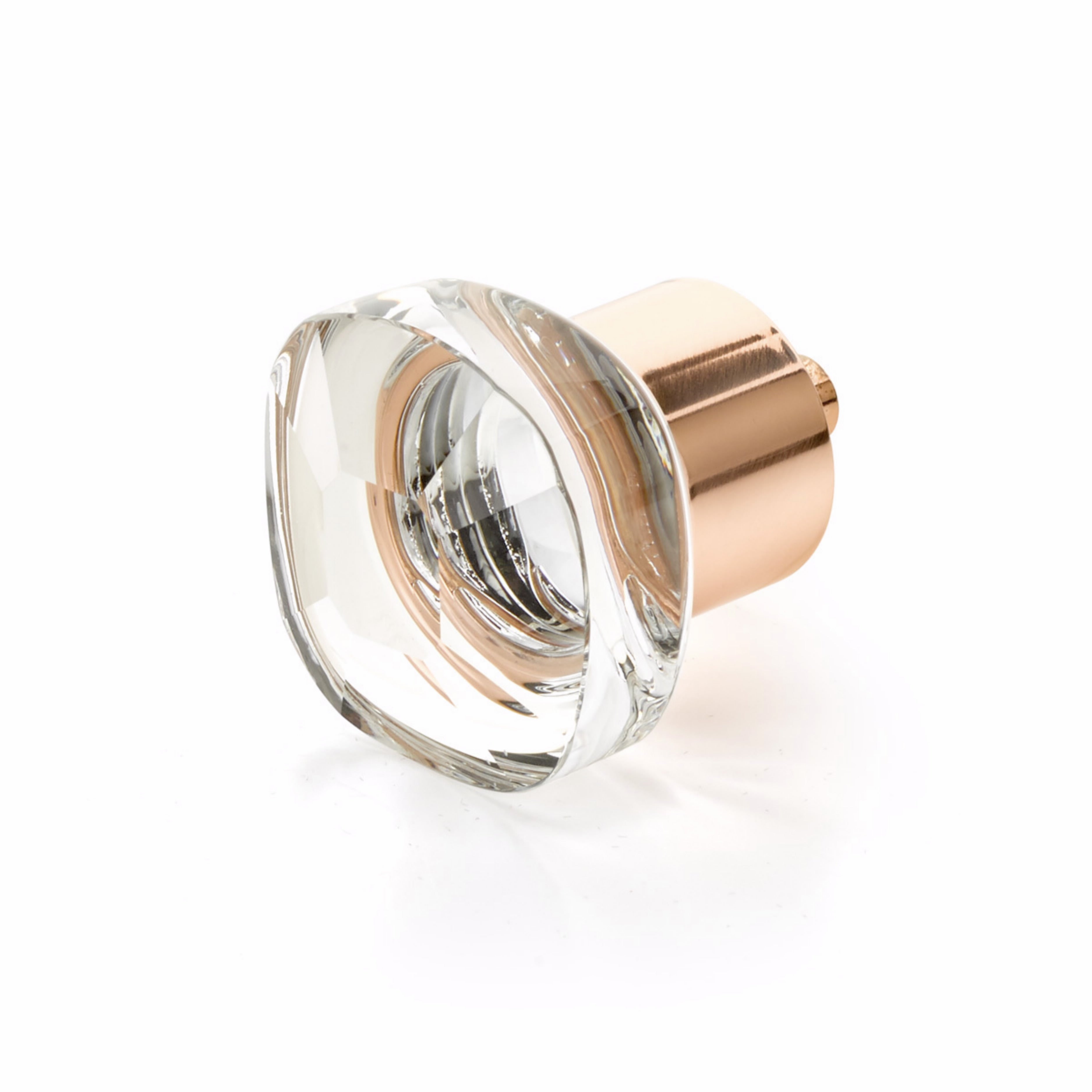 Schaub 61-PRG City Lights Soft Square Glass Knob Polished Rose Gold Finish Sparrow Supply