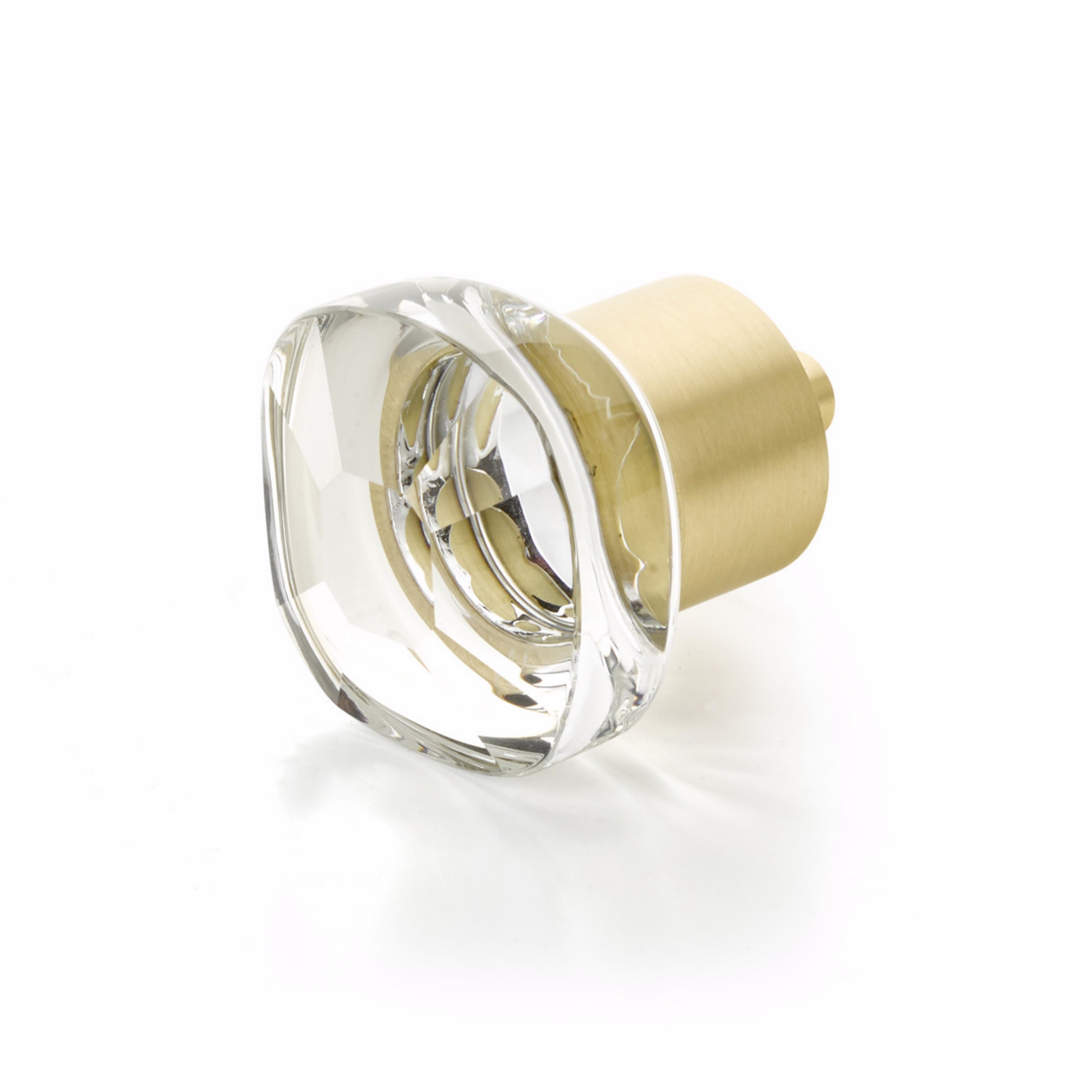 Schaub 61-SB City Lights Soft Square Glass Knob Satin Brass Finish Sparrow Supply